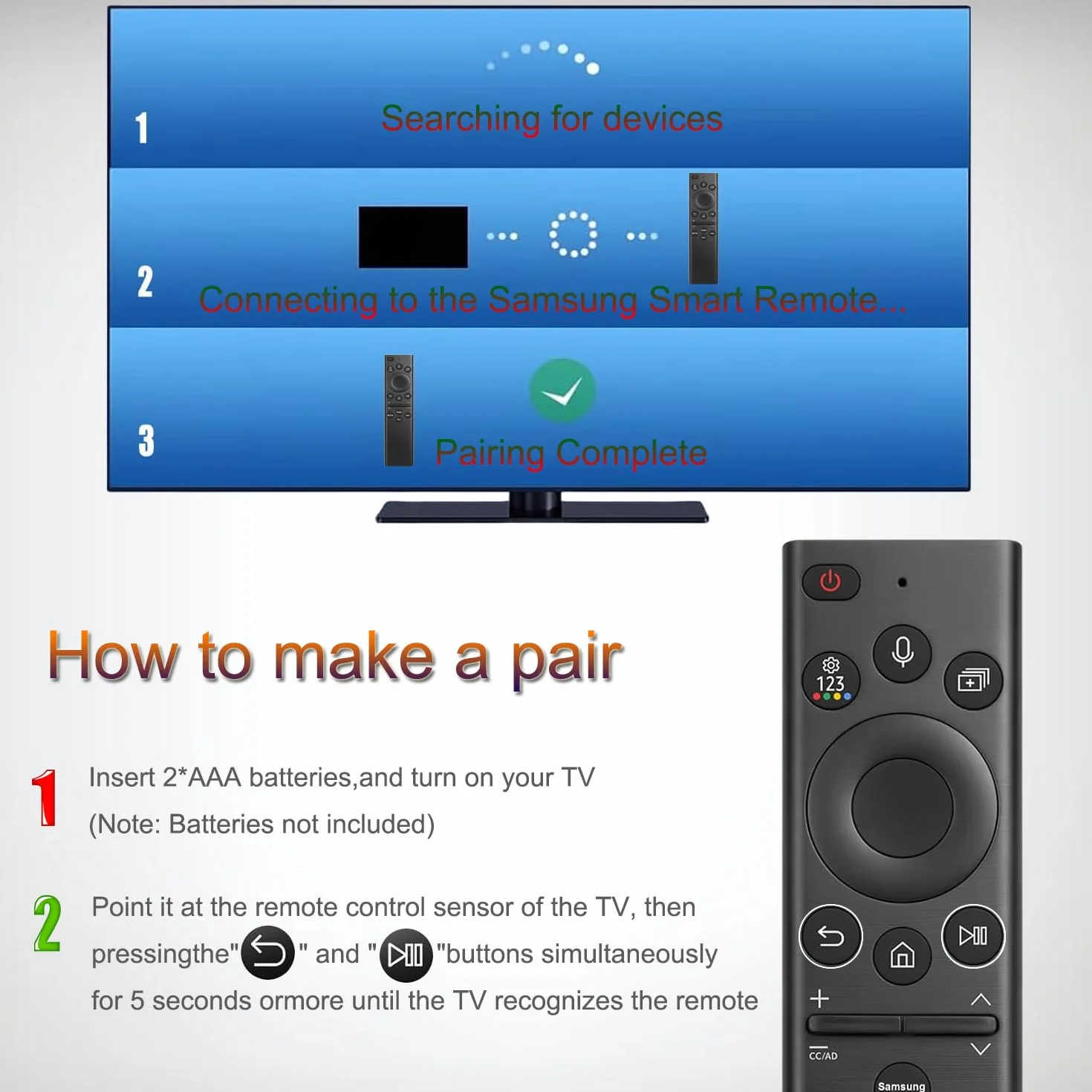 Telecomando per Samsung TV Remote Control,Compatibile con Tutti Samsung Smart UHD, OLED, QNED, Frame Series TVs con funzione vocale