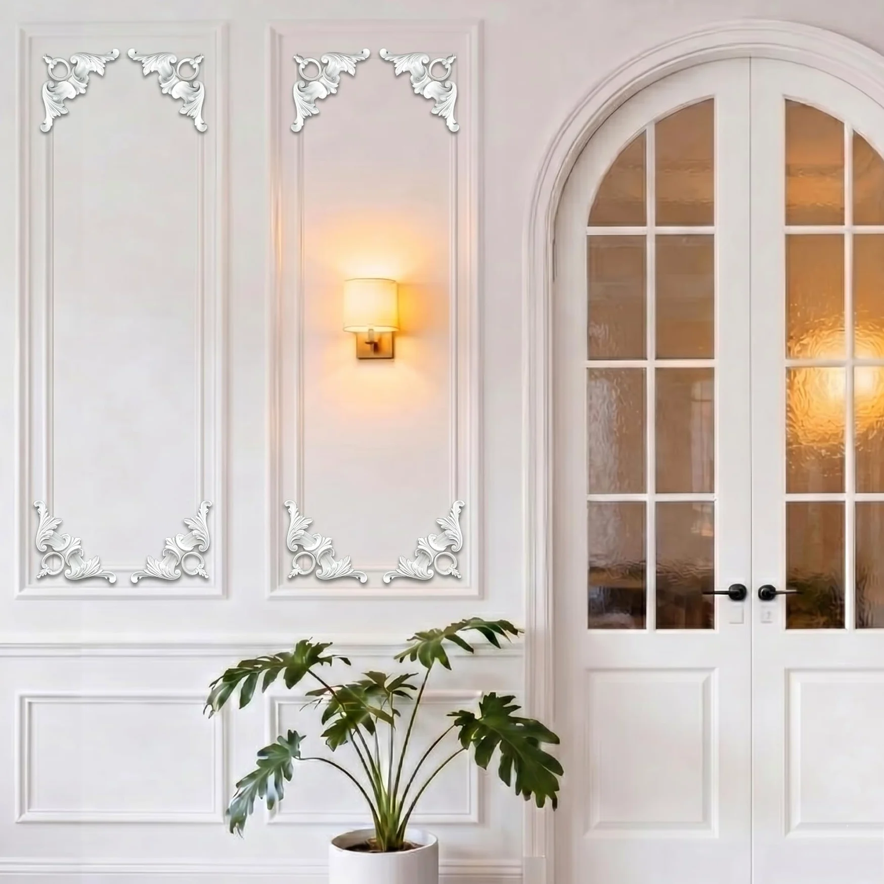 4 PCS Angolari Decorativi per Pareti E Soffitti in PU Modanature Angolari 3D con Decorazioni Floreali Profili Decorativi Verniciabili per Cornici E Angoli Elegante Finitura