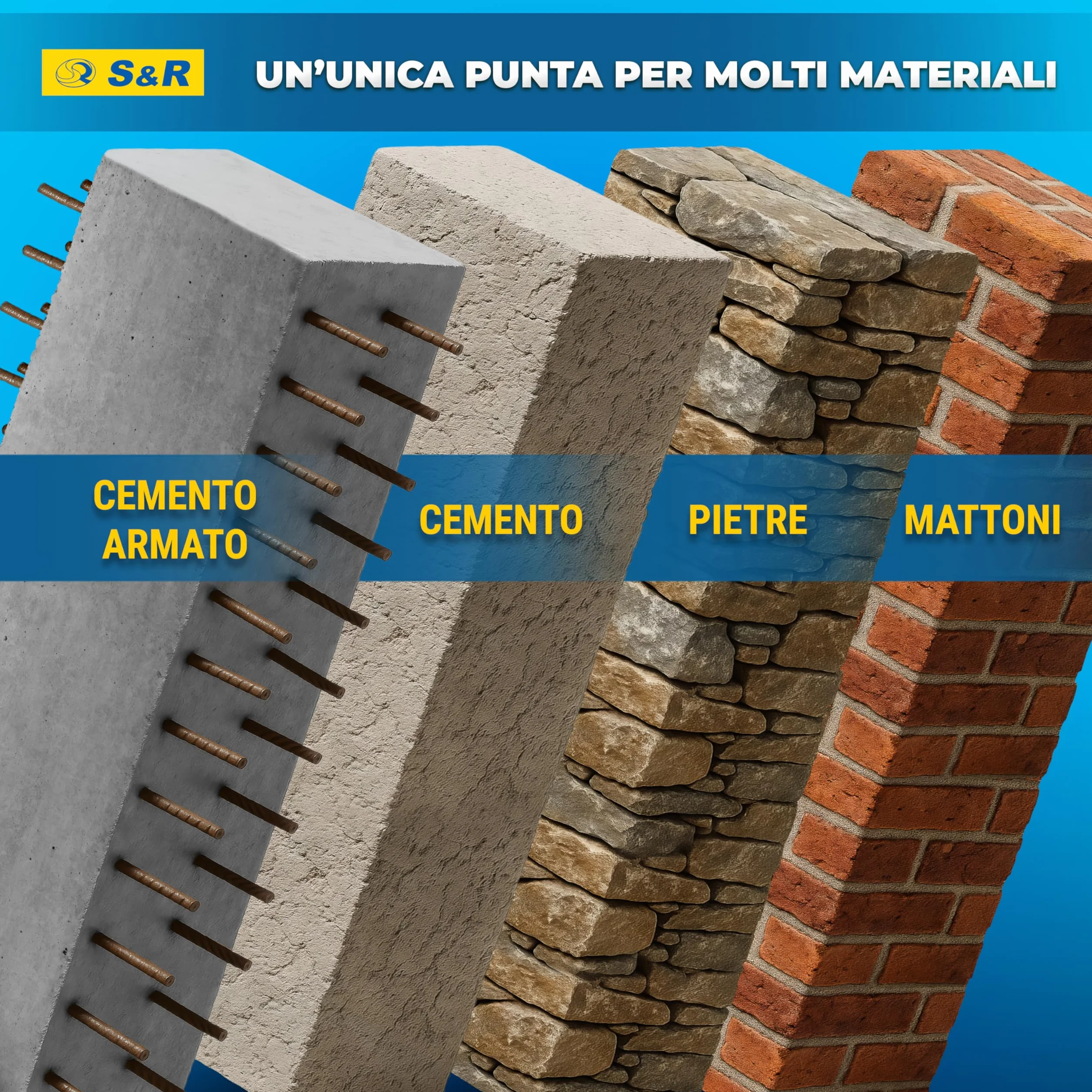 S&R Set Punte Trapano SDS-Plus 4 taglienti 6 pezzi Ø 5-8 x 11cm 6-10 x 16cm per Cemento Armato Muratura