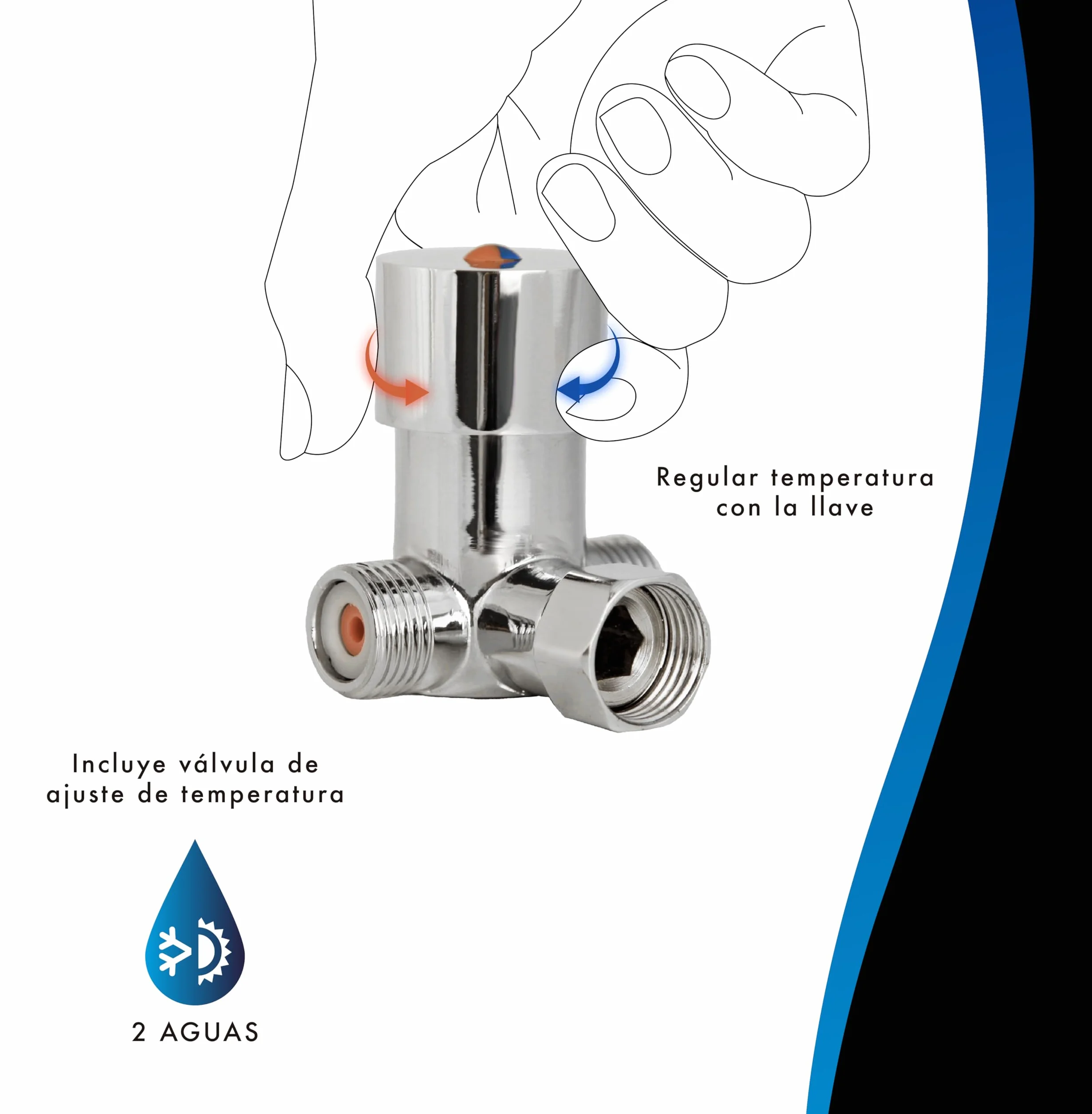 Rubinetto elettronico con sensore a infrarossi, alto senza contatto, 2 acque premiscelatore regolabile calda/fredda, ottone cromato