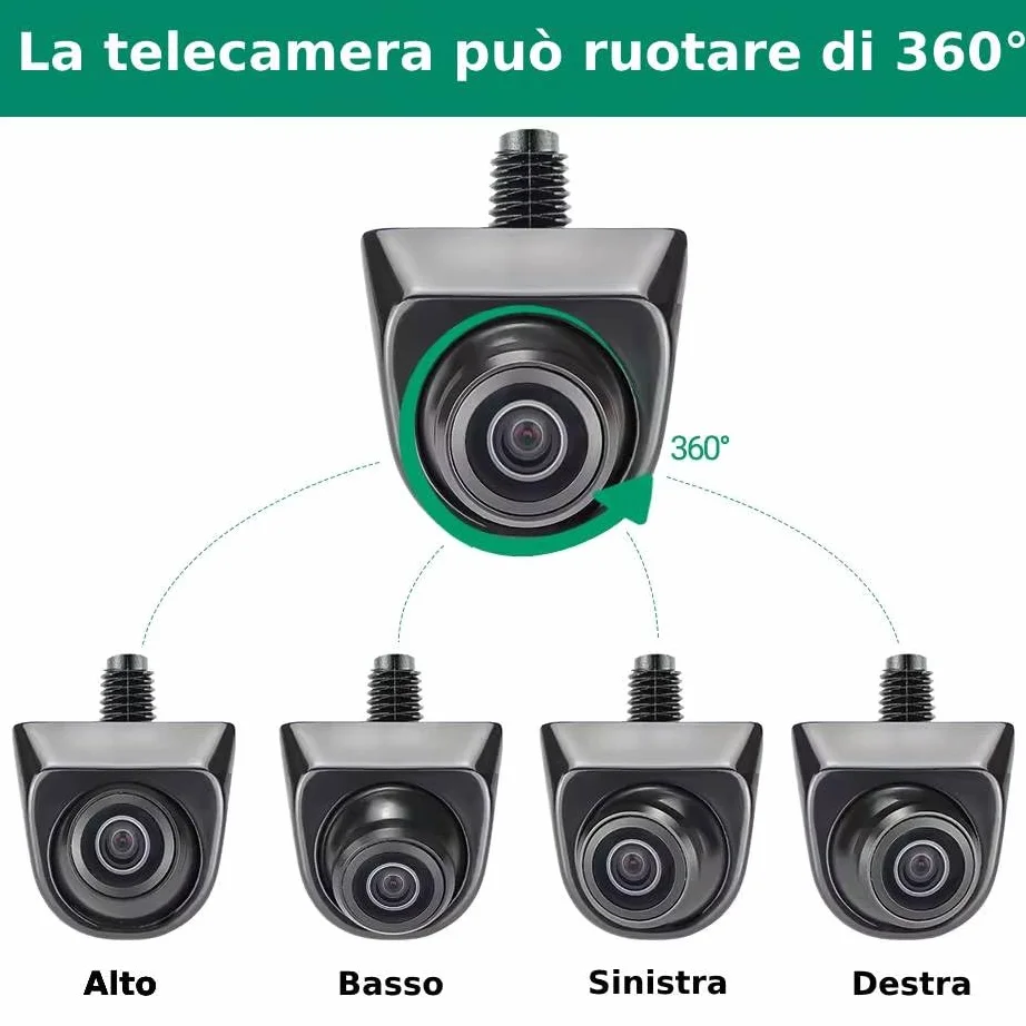 Proxel Telecamera Retrocamera Posteriore AHD 1080P per Auto – Grandangolo Fisheye Regolabile, Visione Notturna, Impermeabile IP69, Compatibile con Autoradio e Monitor AHD – Per Auto, Camper, Furgoni