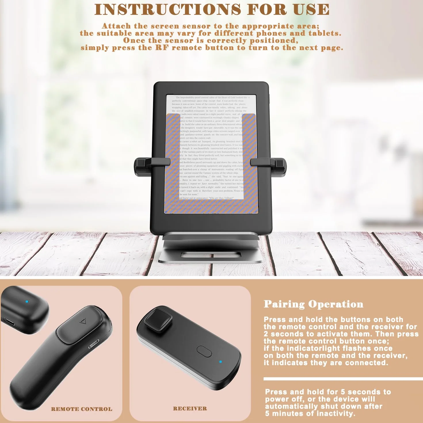Telecomando per Kindle 2024 del Lettore di Pagine Elettroniche,Progettato per Kindle con Diverse Spessore di Custodie, Compatibile Anche con Smartphone e Tablet.