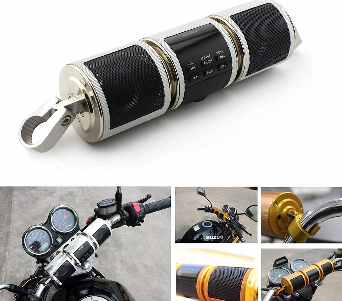 Baceyong Audio Bluetooth per moto, radio per bici FM Bluetooth impermeabile 12V con sistema audio stereo per mountain bike, moto d'acqua, radio telecomando, lettore MP3