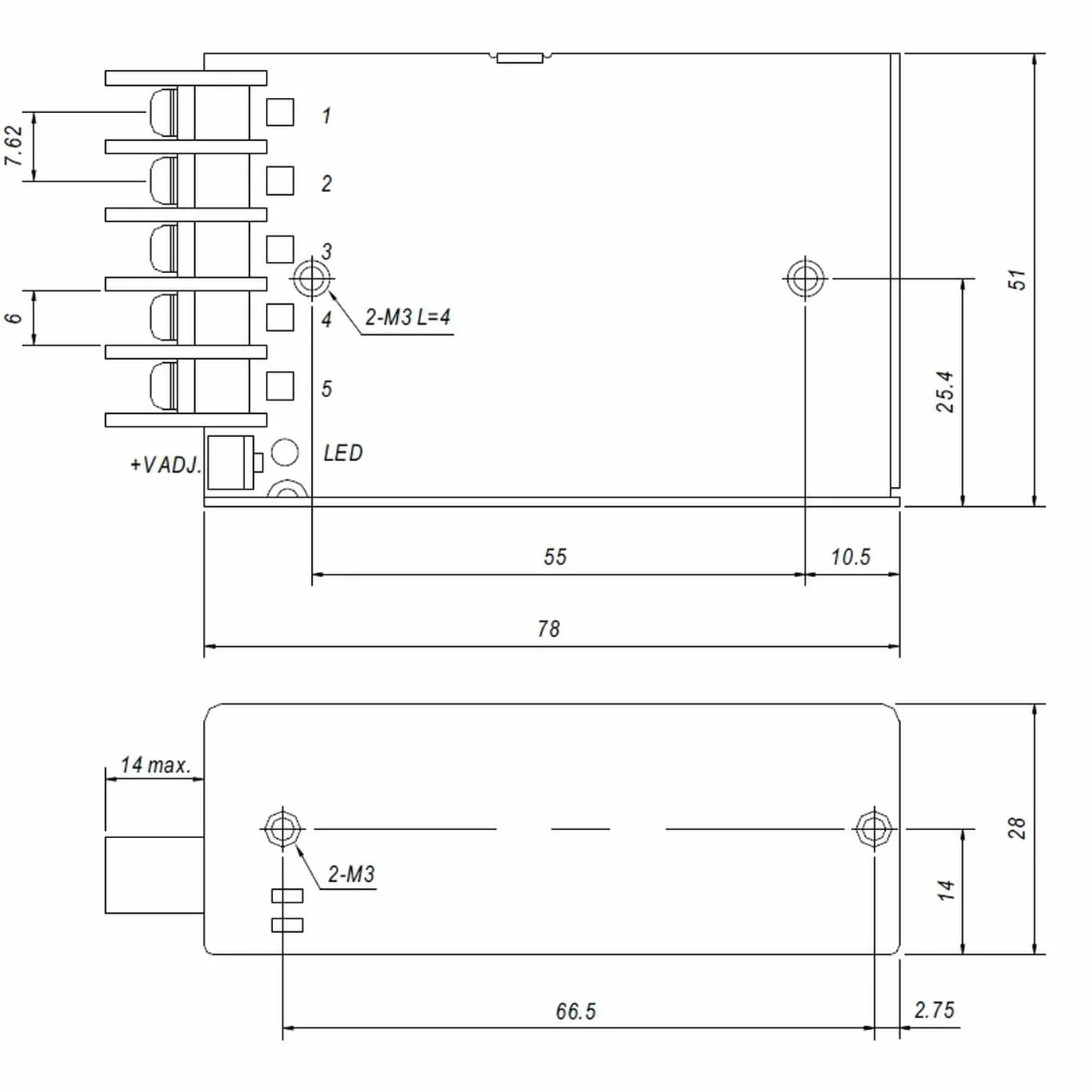 MeanWell RS-25-5 25W 5V 5A Alimentazione Industriale