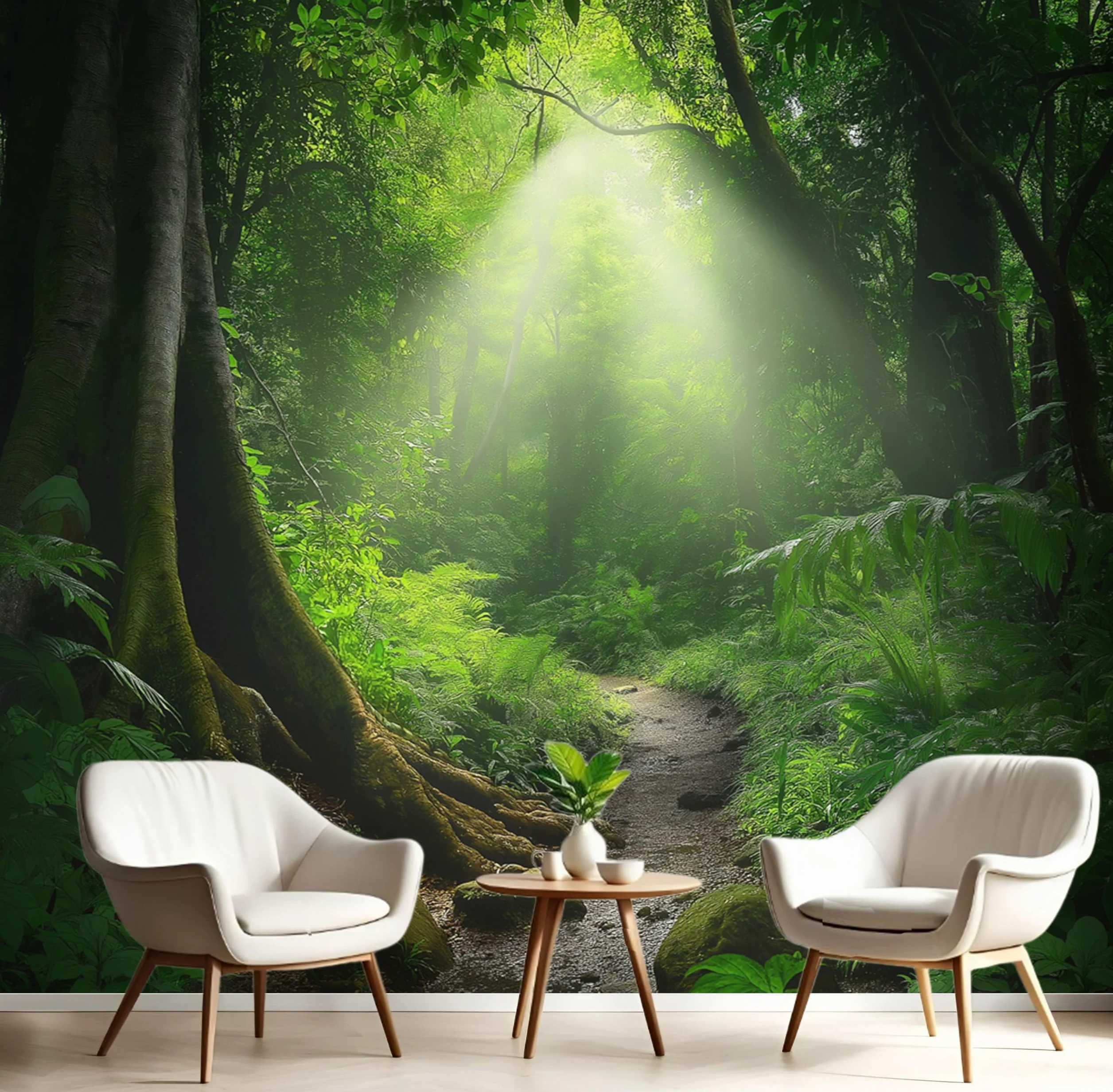 Carta Da Parati Fotografica Foresta di soleBellezza naturale In Stile Poster Giganti Da Parete, Fotomurale Carta Parati 350 x 256 cm Murale, Decorazione Da Muro Per Soggiorno