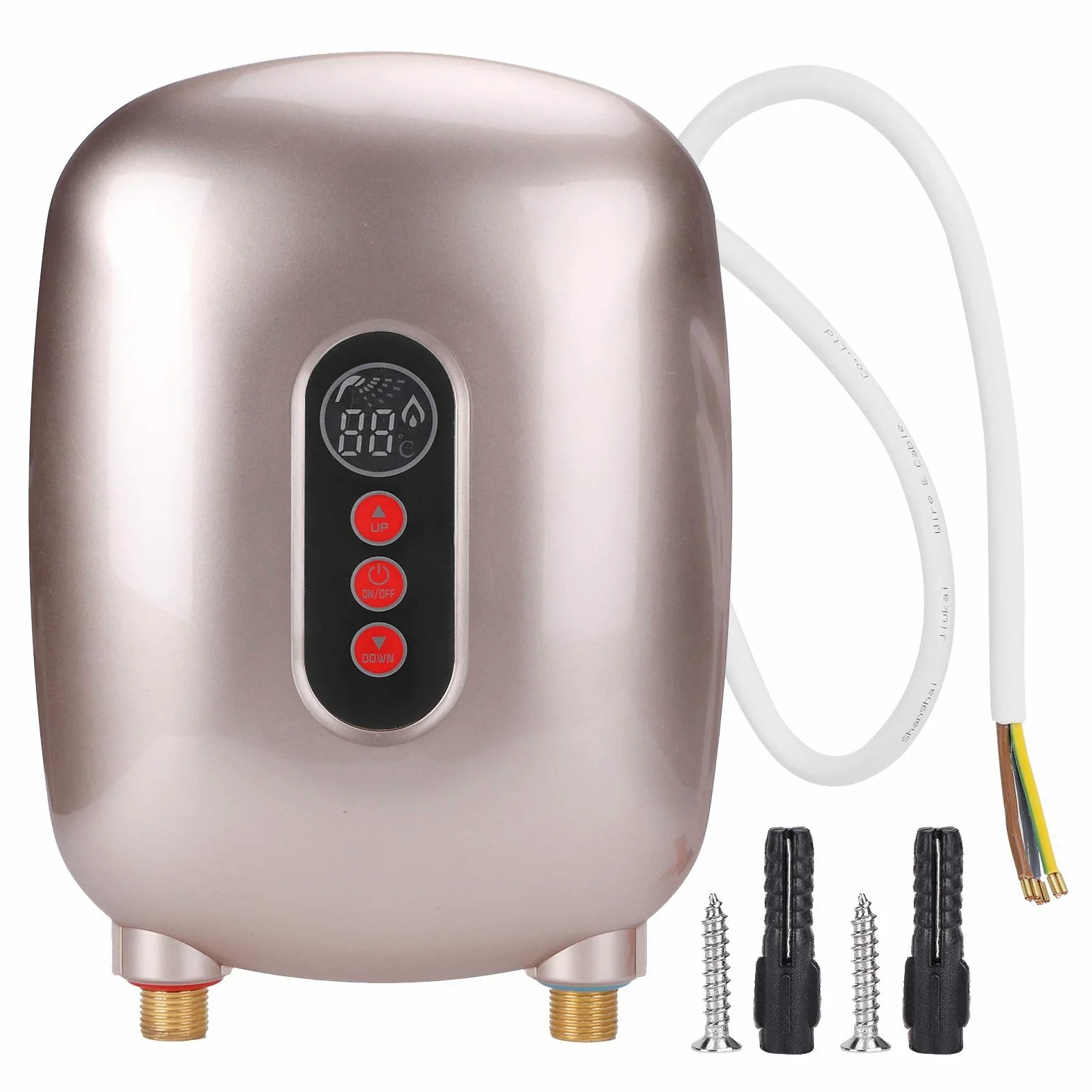 Alomejor Water Heater 6500W, High Efficiency (GOLD) | Raccordi in ottone durevoli, visualizzazione della temperatura in tempo reale, installazione ecologica e facile, sensori di