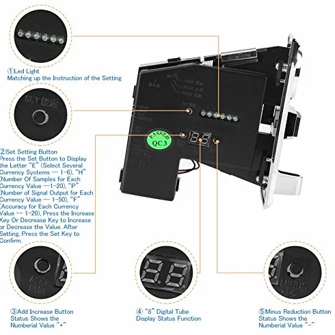 Akozon Accettatore di Monete 6 Tipi per Distributore Automatico