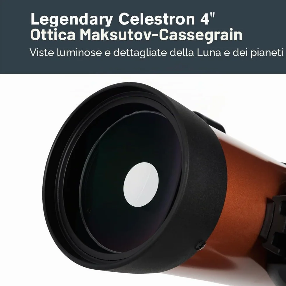 Celestron 11049 NexStar 4SE Telescopio Maksutov-Cassegrain computerizzato con montatura completamente automatica, tecnologia SkyAlign e rivestimento XLT, nero/arancio