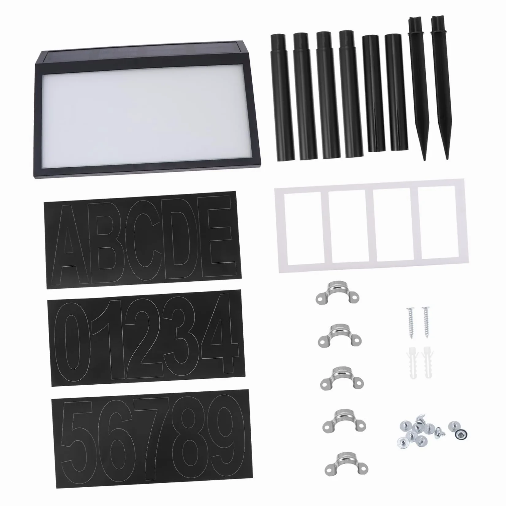 NUOBESTY Luce Solare per Numeri Civici Led, Lampada Numerica 5 Lettere e 3 Gruppi di Numeri, Targa Indirizzo Sensore Crepuscolare per Esterno, Kit per Segnalazione Casa Notte