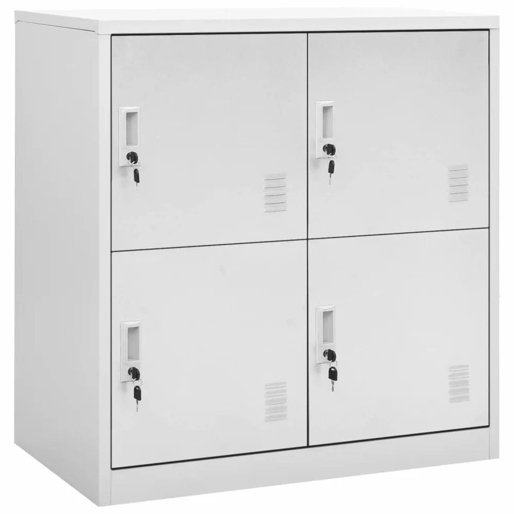 Armadietti 2 pezzi, grigio chiaro, in acciaio, 90 x 45 x 92,5 cm, con serratura, 4 scomparti, per ufficio, garage, cantina, ripostiglio, spazio e ordine