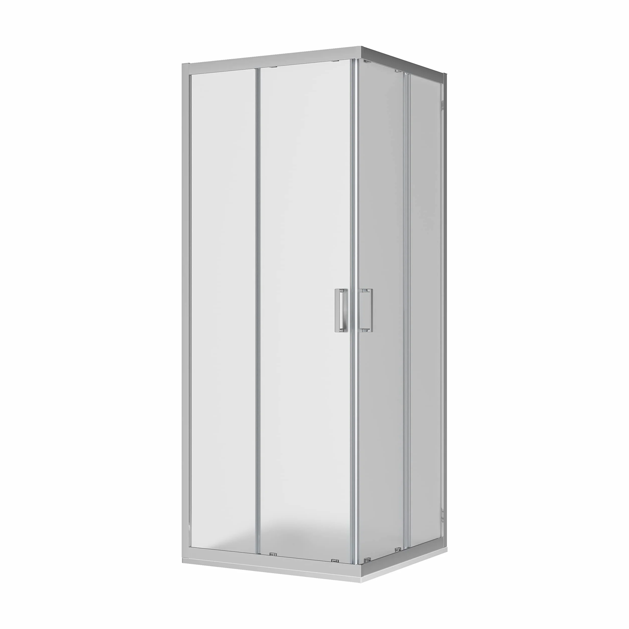 Box Doccia Angolare 80x80cm Apertura Scorrevole Vetro Temperato 6mm Opaco Profili Alluminio Cromato