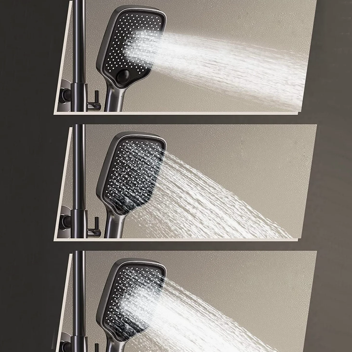 Doccia portatileSistema Doccia termostatico, Montaggio a Parete, Display della Temperatura, Set Rubinetto, rubinetti a Vista a 4 funzioni, con doccetta, beccuccio per Vasca e Bidet
