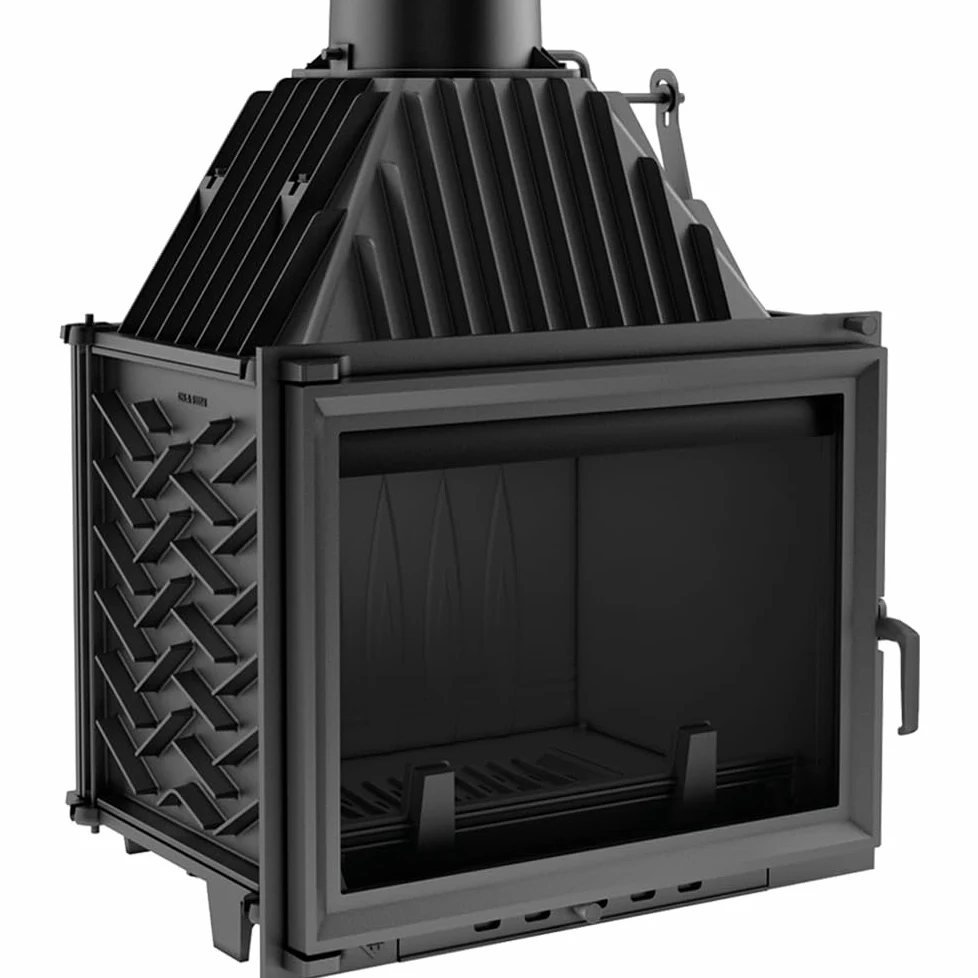 KRATKI Inserto per camino in ghisa a legna ZUZIA 15 kW Ø200 frontale A 16 | Ghisa nero, efficienza 80,2%, classe A. Ecodesign.; vetro dritto; efficiente emissione di calore; controllo manuale dell'aria