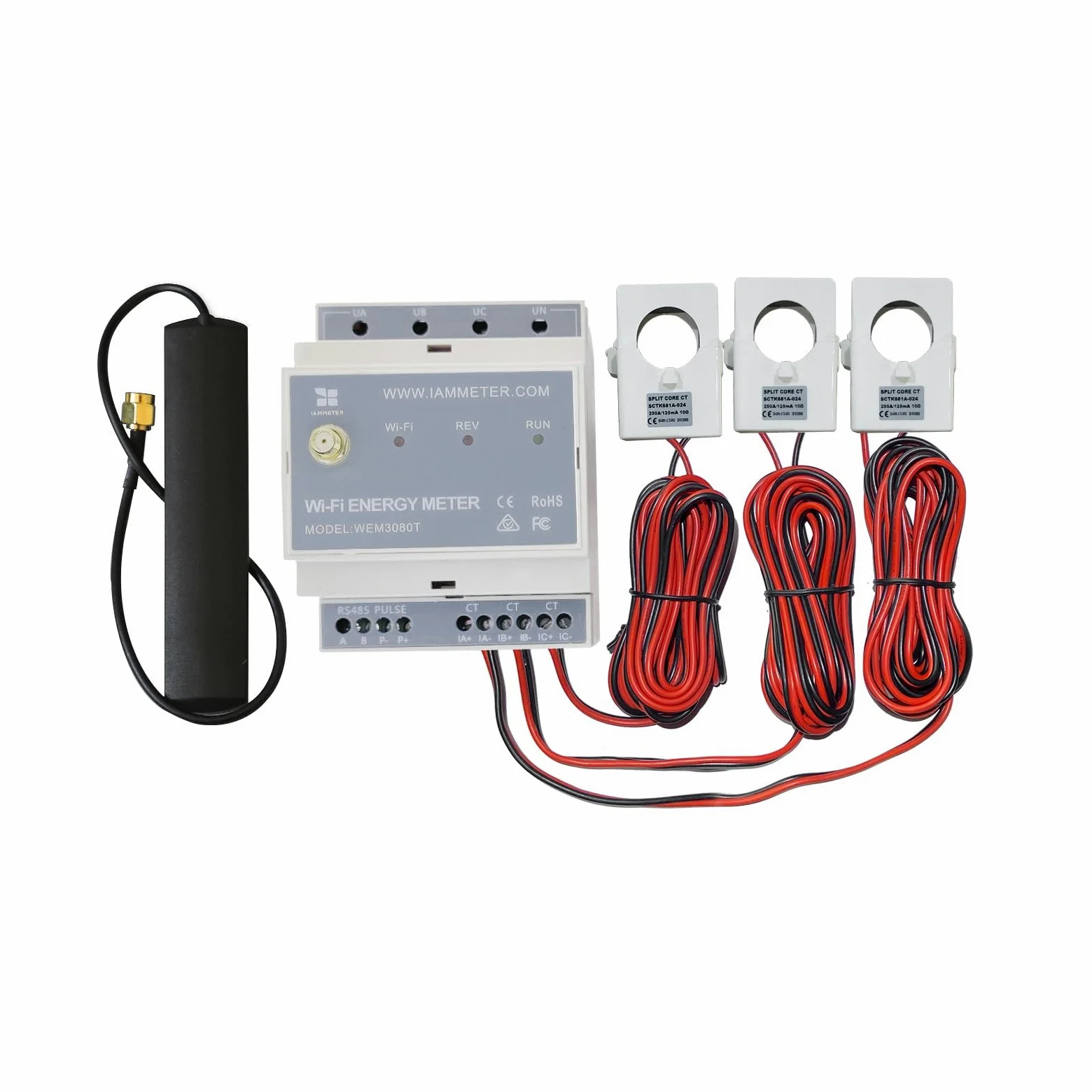 WEM3080T – Contatore di energia Wi‑Fi trifase 250 A | bidirezionale | DIN a binario | App cloud + API aperta | IEC Classe 1 & CE/FCC/RoHS