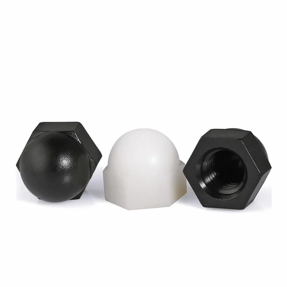 Nylon Ghianda Tappo A Cupola Dadi Plastica Esagonale M3-M20 Nero M6 20pcs