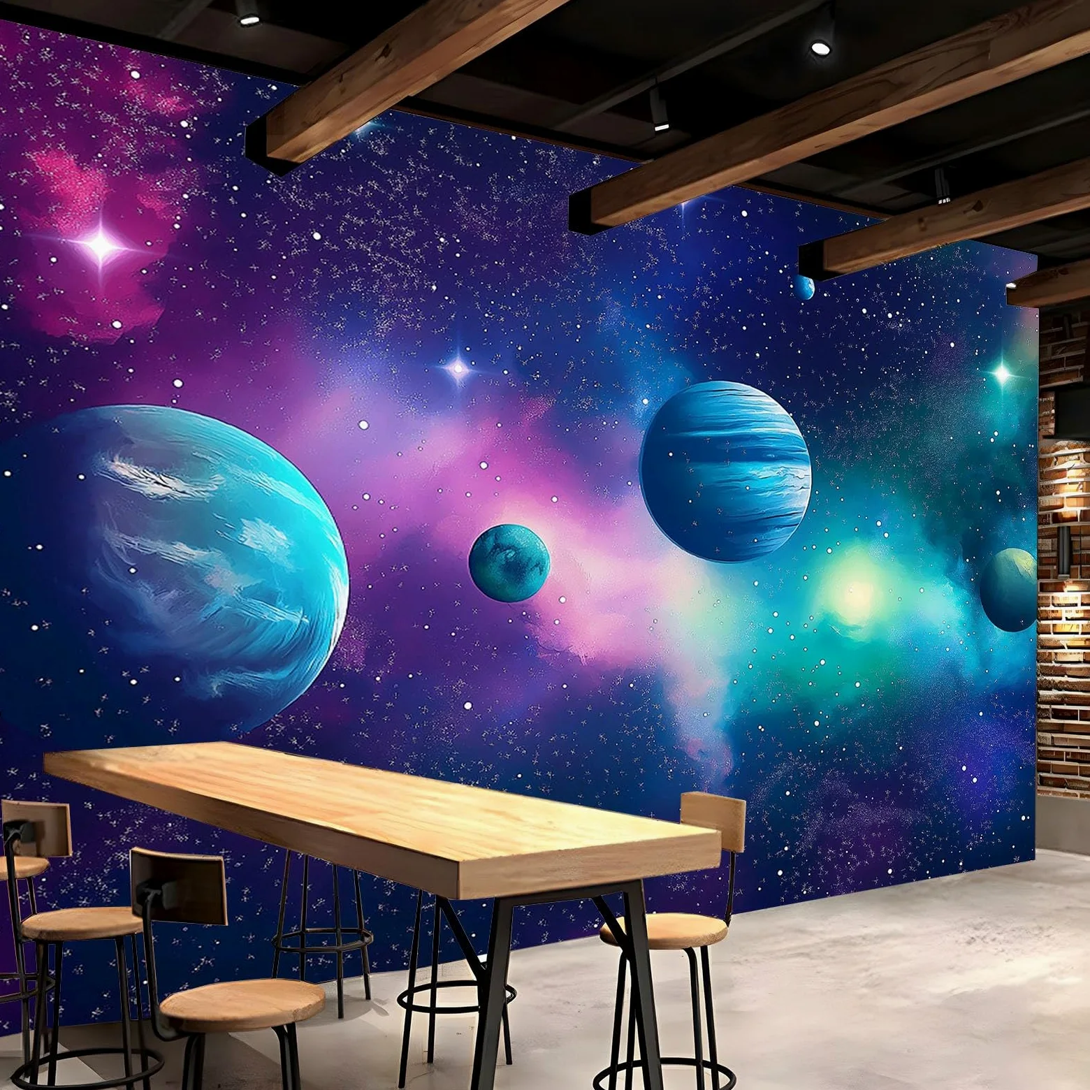 Generico Carta Da Parati Soggiorno Tema Dello Spazio Planetario 250x175 cm Fotomurali Moda Decorazione da Muro Poster Carta per pareti 3D, per Camera Letto Ufficio Cameretta Bambini