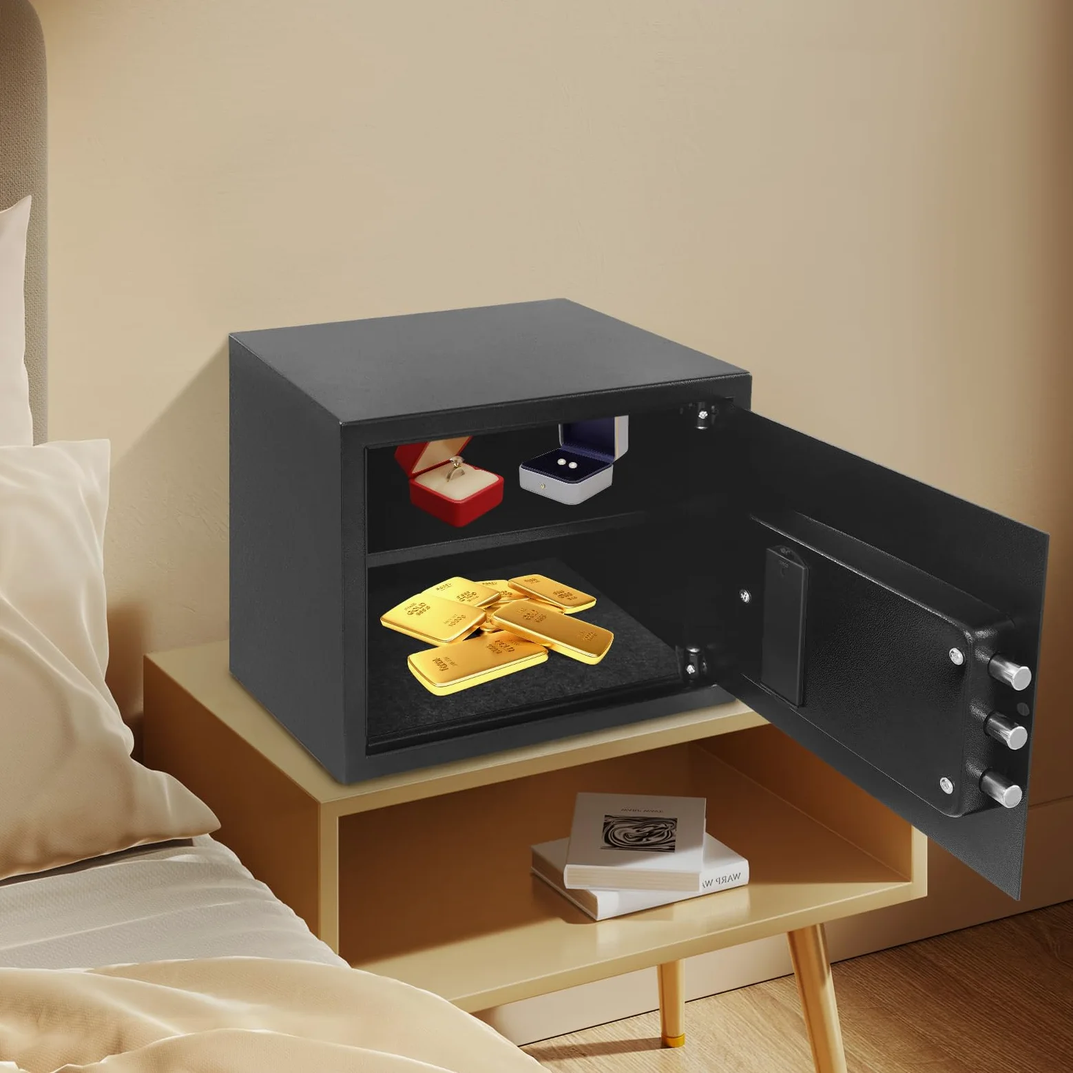Cassaforte elettronica da 30 l, cassaforte per casa, cassaforte elettronica, cassaforte da parete, cassaforte digitale per mobili con refrattario, impermeabile, chiave di emergenza, per la casa, per