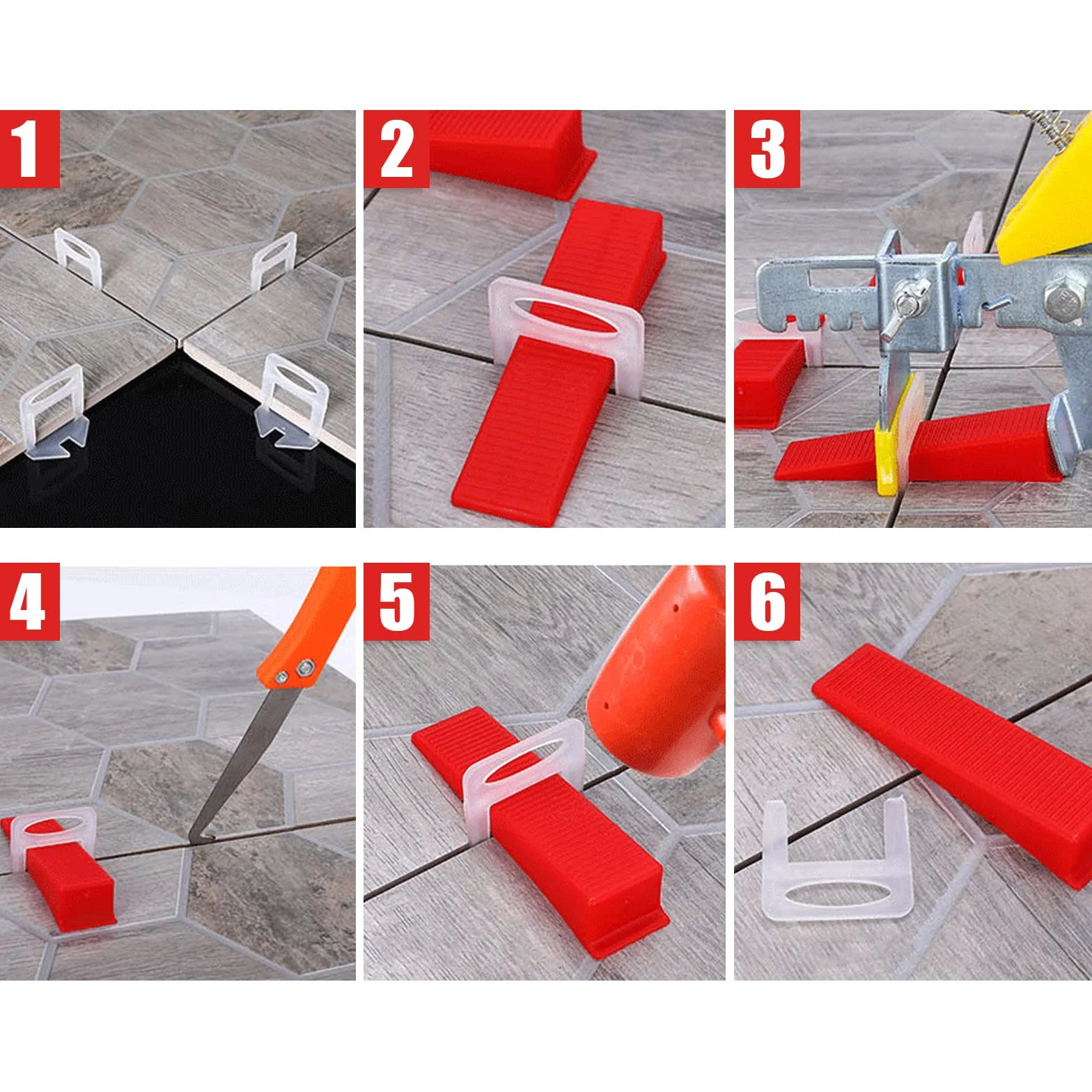 Sistema di Livellamento Piastrelle 1.5 mm, 500 Linguette, 100 Cunei, Pinza per Posa 6-15 mm