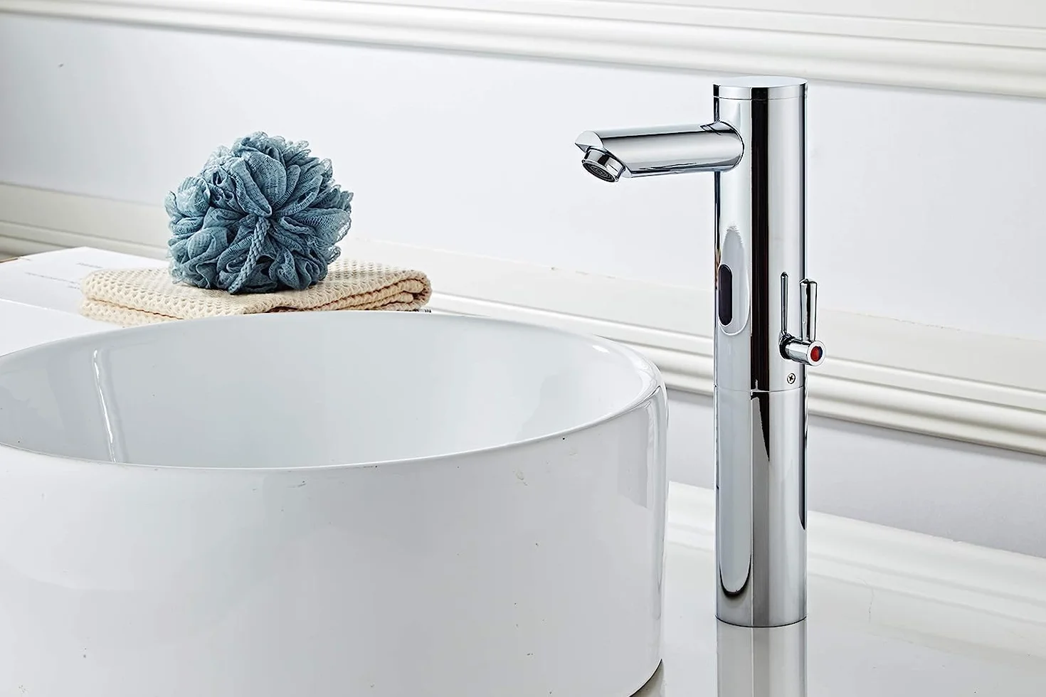 Rubinetto da bagno con sensore automatico a infrarossi, miscelatore per lavabo senza contatto in ottone cromato