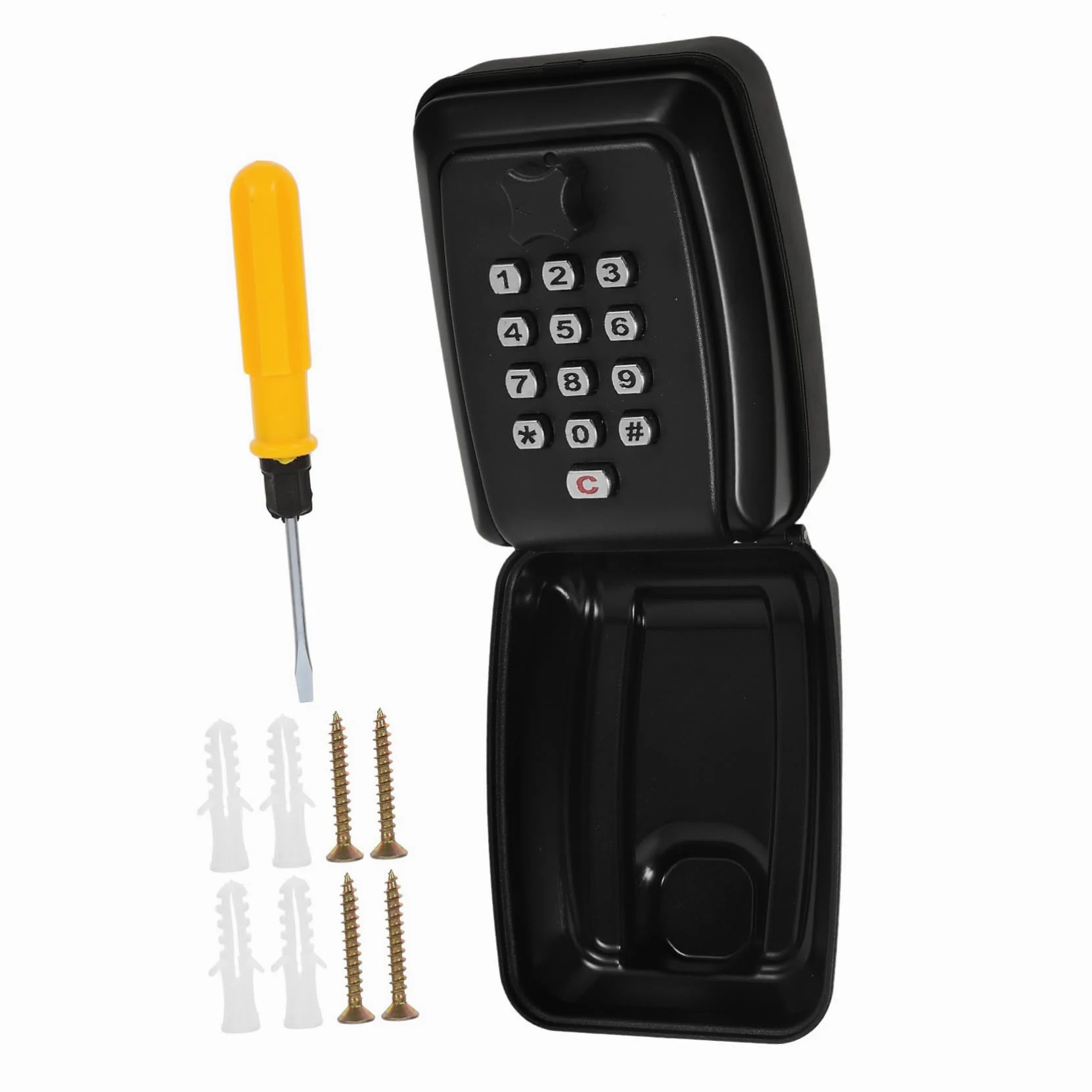 NUOBESTY Cassetta Chiavi da Parete con Codice, Box Sicurezza Nero | Lega di Zinco e Plastico, Design Elegante e Stile Slim, per Aule e Giardini