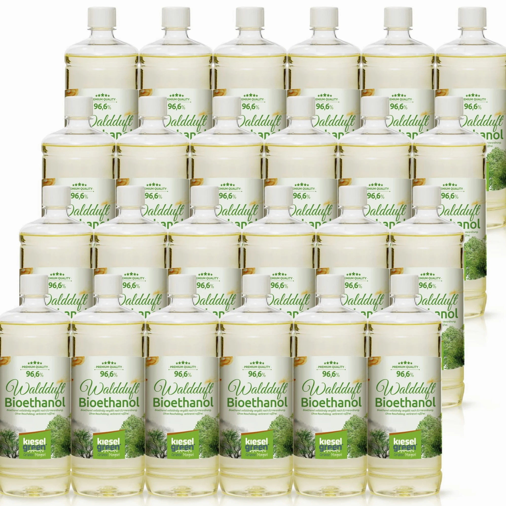Bioetanolo con fragranza, set da 24 x 1 litro per camino a etanolo – Camino a etanolo bio di alta qualità per interni o bioetanolo da tavolo... (profumo della foresta)