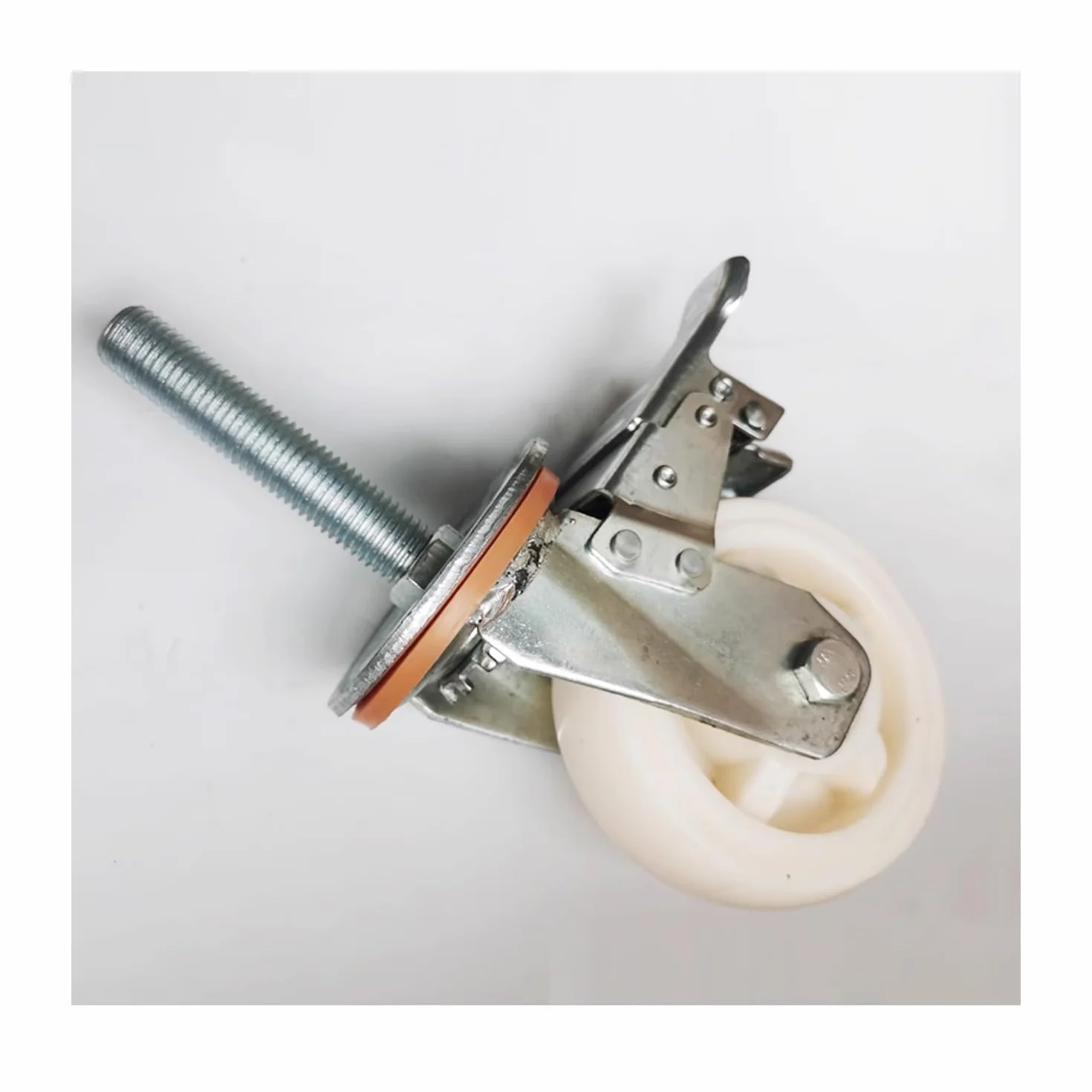 Ruote piroettanti con Stelo filettato M20 - Ruote girevoli in Nylon per impieghi gravosi da 5 Pollici con Freno, Ruote industriali per macchinari e Attrezzature, Set da 4 con Cuscinetto
