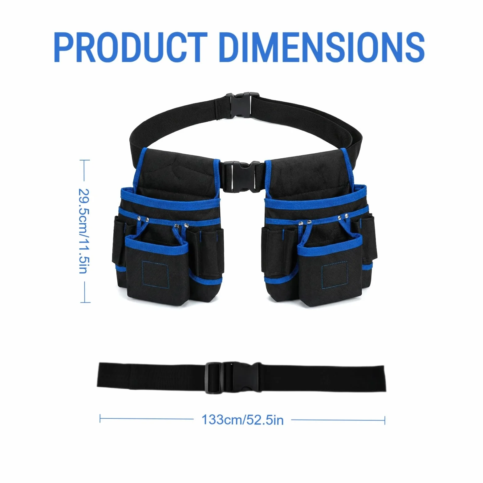 Cintura Porta Attrezzi Imbottita con Multiple Tasche Regolabile per Elettricisti Blu