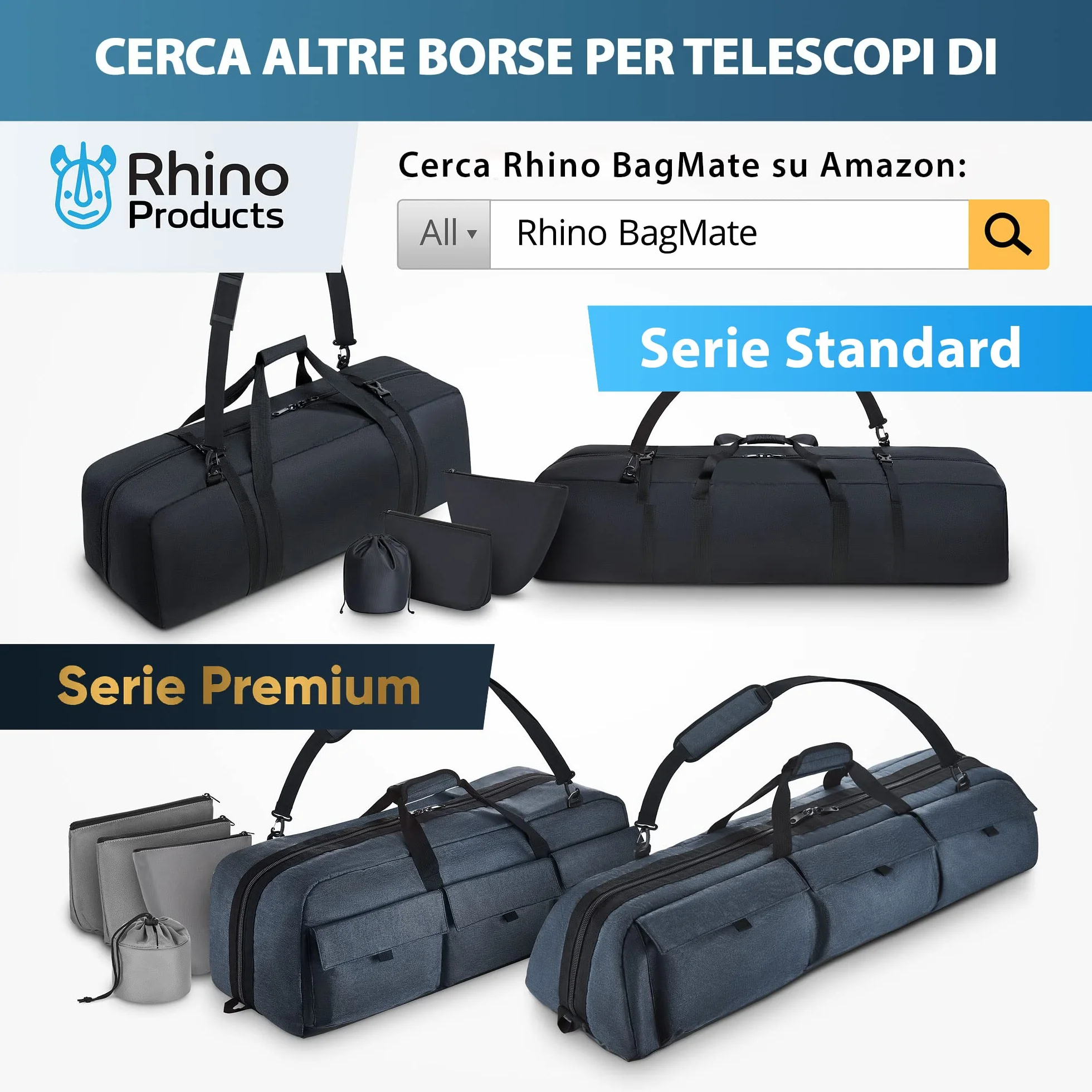 Borsa Multiuso per Telescopio Custodia per telescopio antiurto con tracolla regolabile e spazio extra, per uso militare, idrorepellente di Rhino