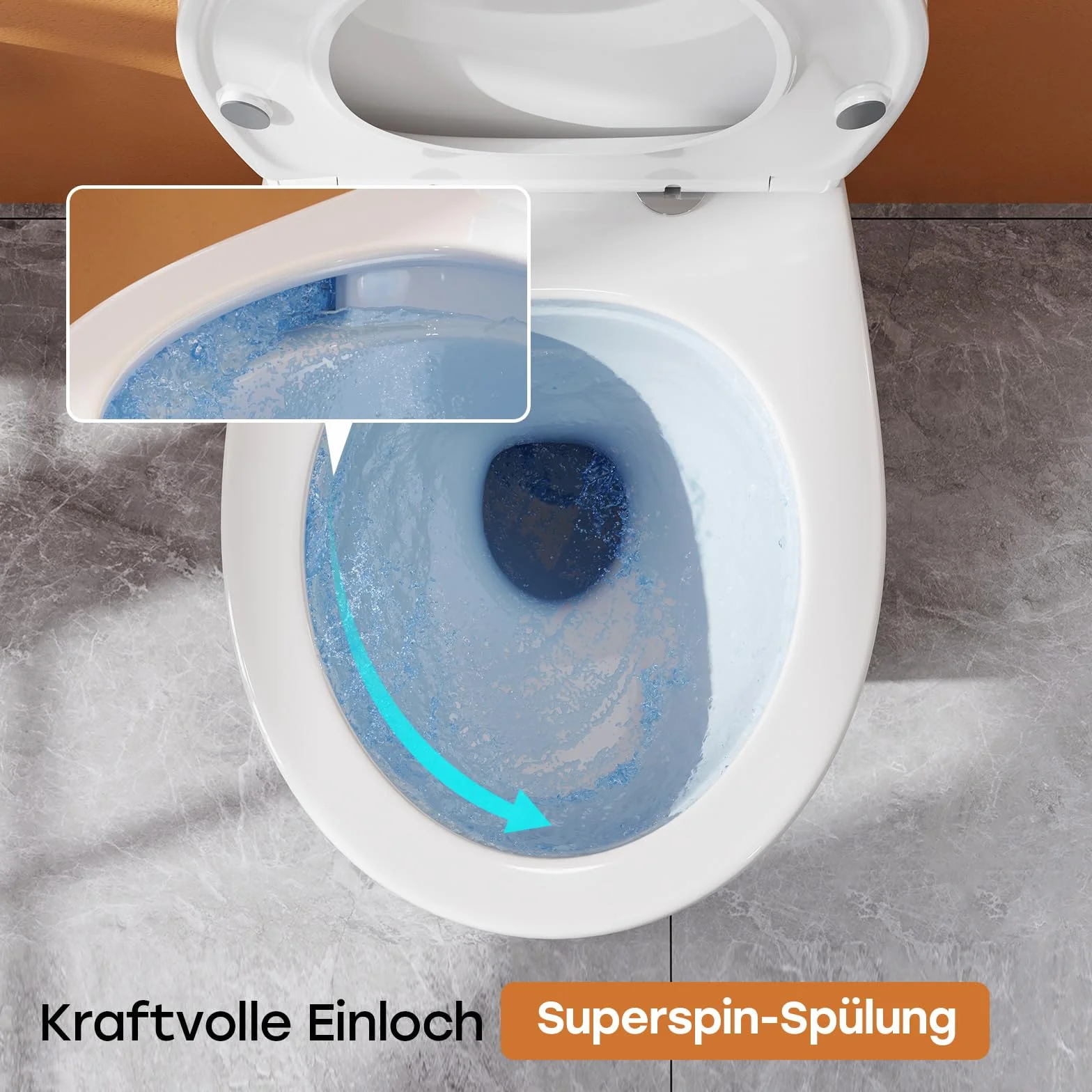 WC sospeso in ceramica Teal Home con coperchio abbassamento automatico e risciacquo superspin monoforo bianco nano 52x37x34,5 cm