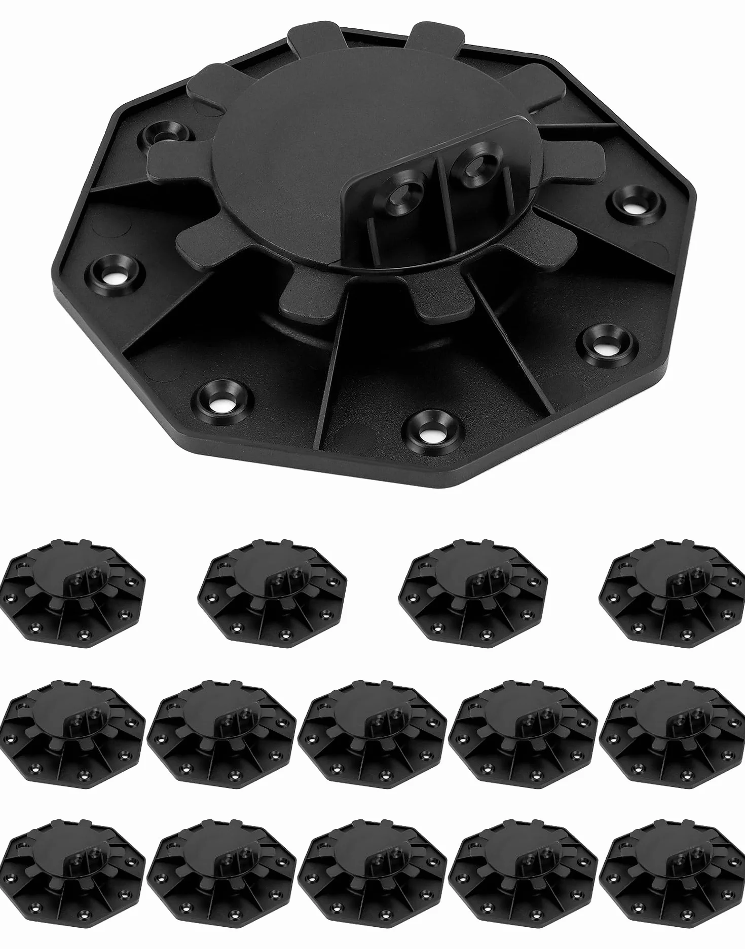 QWORK Piedistalli per terrazze regolabili 15 pezzi 30-60 mm per tavole legno WPC alluminio