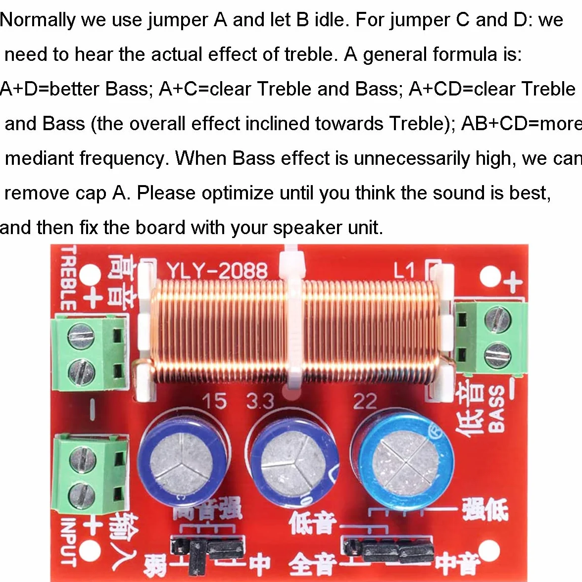 400W Regolabile Alti/Bassi Divisore di Frequenza Audio Altoparlante a 2 Vie Filtri Crossover Audio con Linea Audio