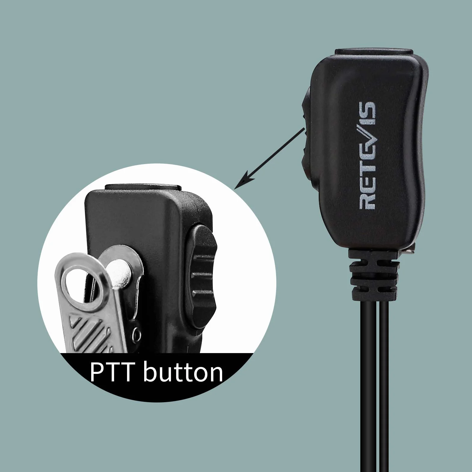 Retevis EEK012 Auricolare Regolabile a Tipo-D con Microfono PTT Compatibile con Kenwood Radio Bidirezionale BAOFENG UV5R 888S RT24 RT27 RT622 RT668 Walkie Talkie Headset Auricolare(1 Pz)