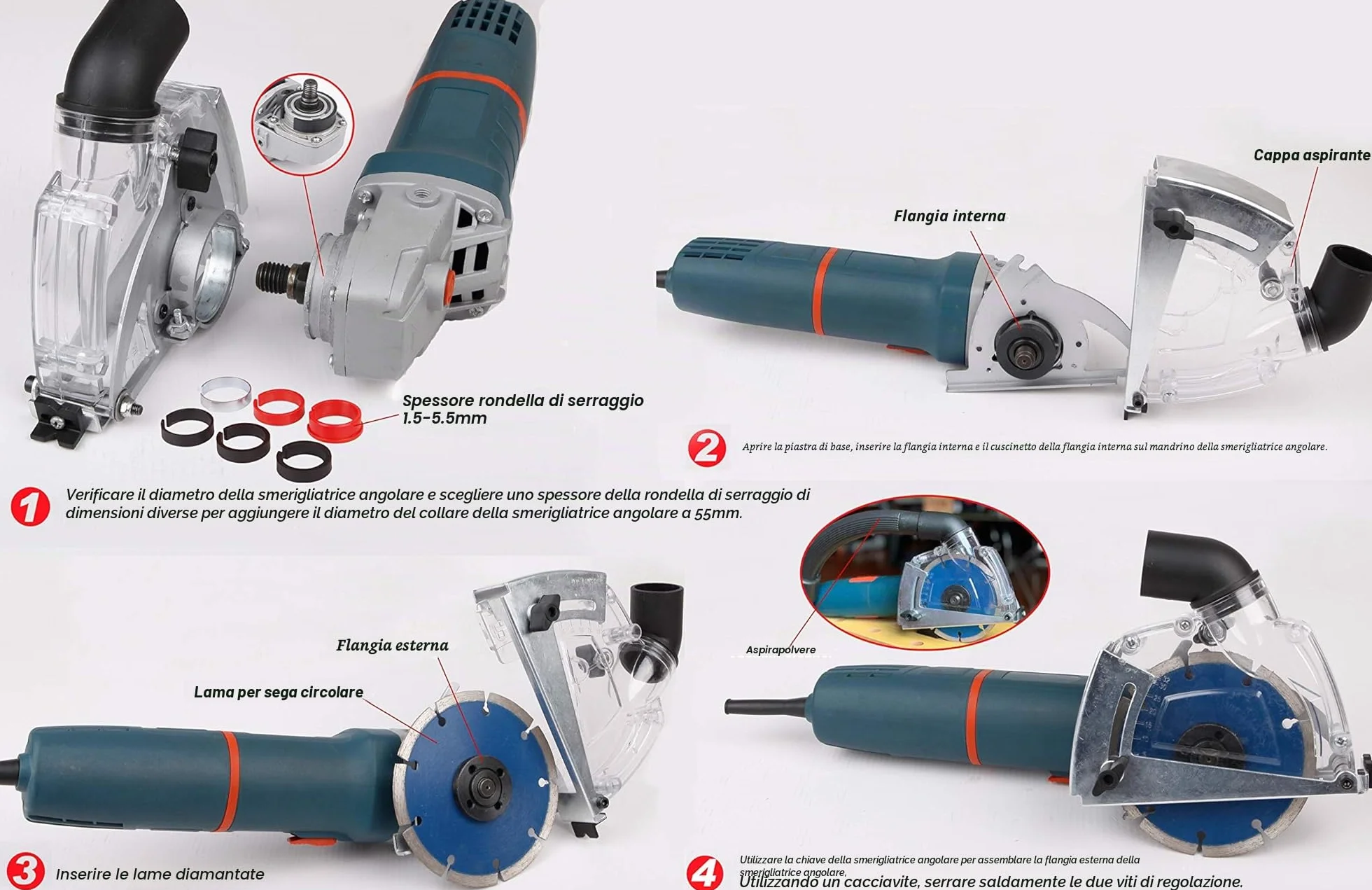 Cappa di aspirazione per smerigliatrice angolare 115/125mm Aidelife