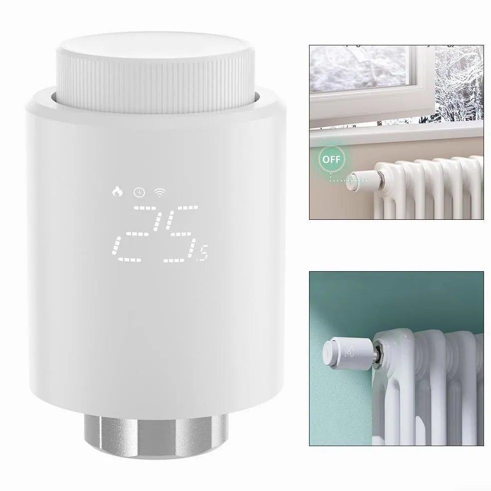 Valvola termostatica per termosifone, confezione TRV con app di controllo vocale, rilevamento aperto, protezione antigelo per sistema di riscaldamento domestico