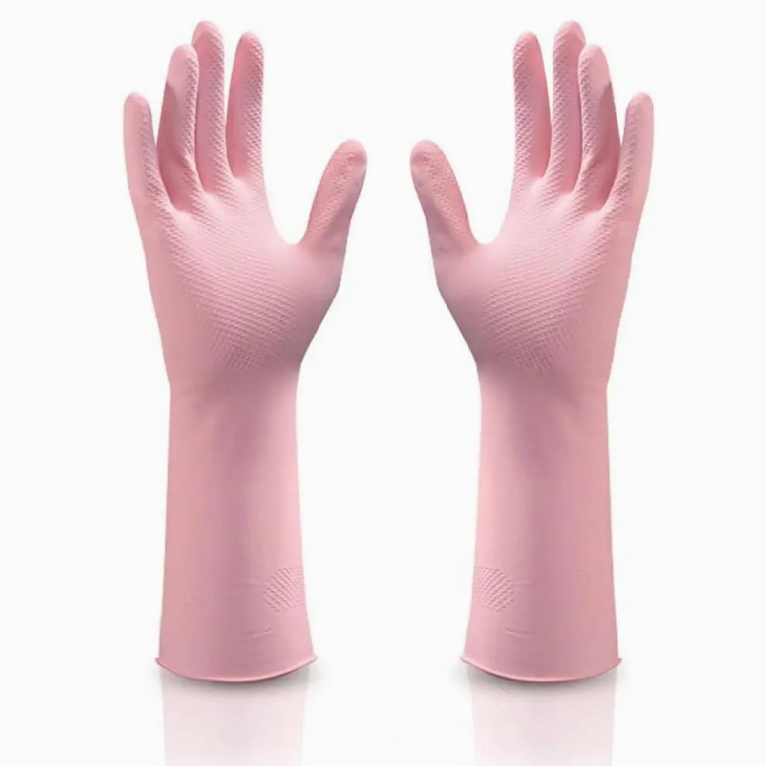 Rubber Dish Washing Gloves 3 paia di guanti for lavori domestici, riutilizzabili, da cucina con design antiforatura, polsino elastico lungo per pulire(L)