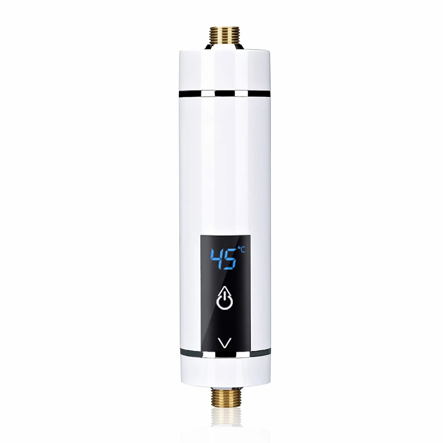 Scaldacqua elettrico istantaneo, mini scaldabagno elettrico con display digitale, temperatura regolabile, scaldabagno senza serbatoio per cucina, bagno (bianco 3500 W)
