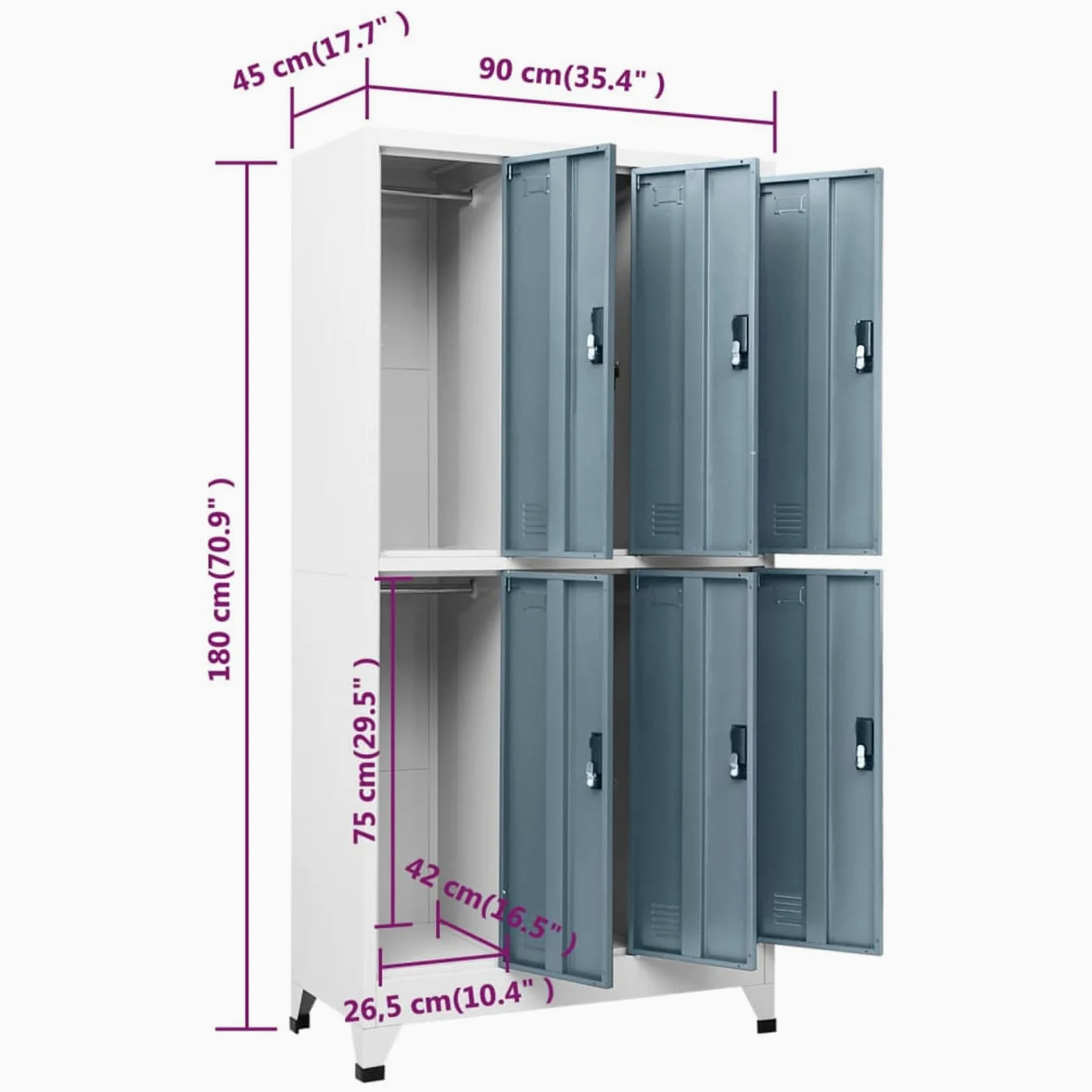 Armadietto Grigio Chiaro e Scuro 90x45x180 cm in Acciaio #02, Armadio con Serratura Chiave, Armadio con Chiave, Armadietto con Chiave, Armadio in Metallo, Armadietto Metallo