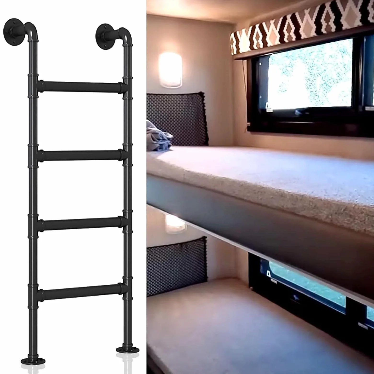Scala dritta universale per camper, 4-8 gradini, scale di uscita di emergenza per pozzetto della finestra, scala per letto a soppalco in metallo, montaggio a parete, carico di 300 libbre, scala per se