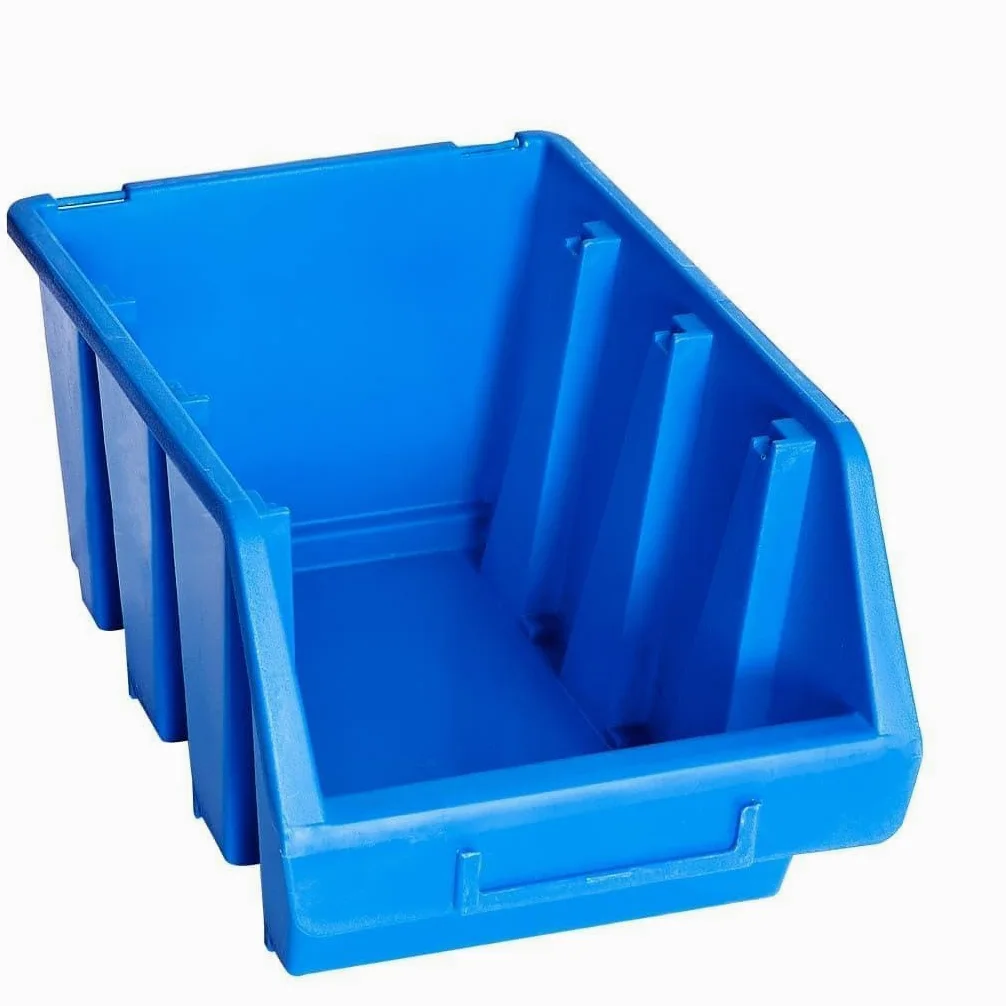 Scatole impilabili in plastica blu, 170 x 240 x 126 mm, 20 pezzi, con porta etichette, scatole impilabili per officina, garage, conservazione di attrezzi, piccole parti, viti, scatola