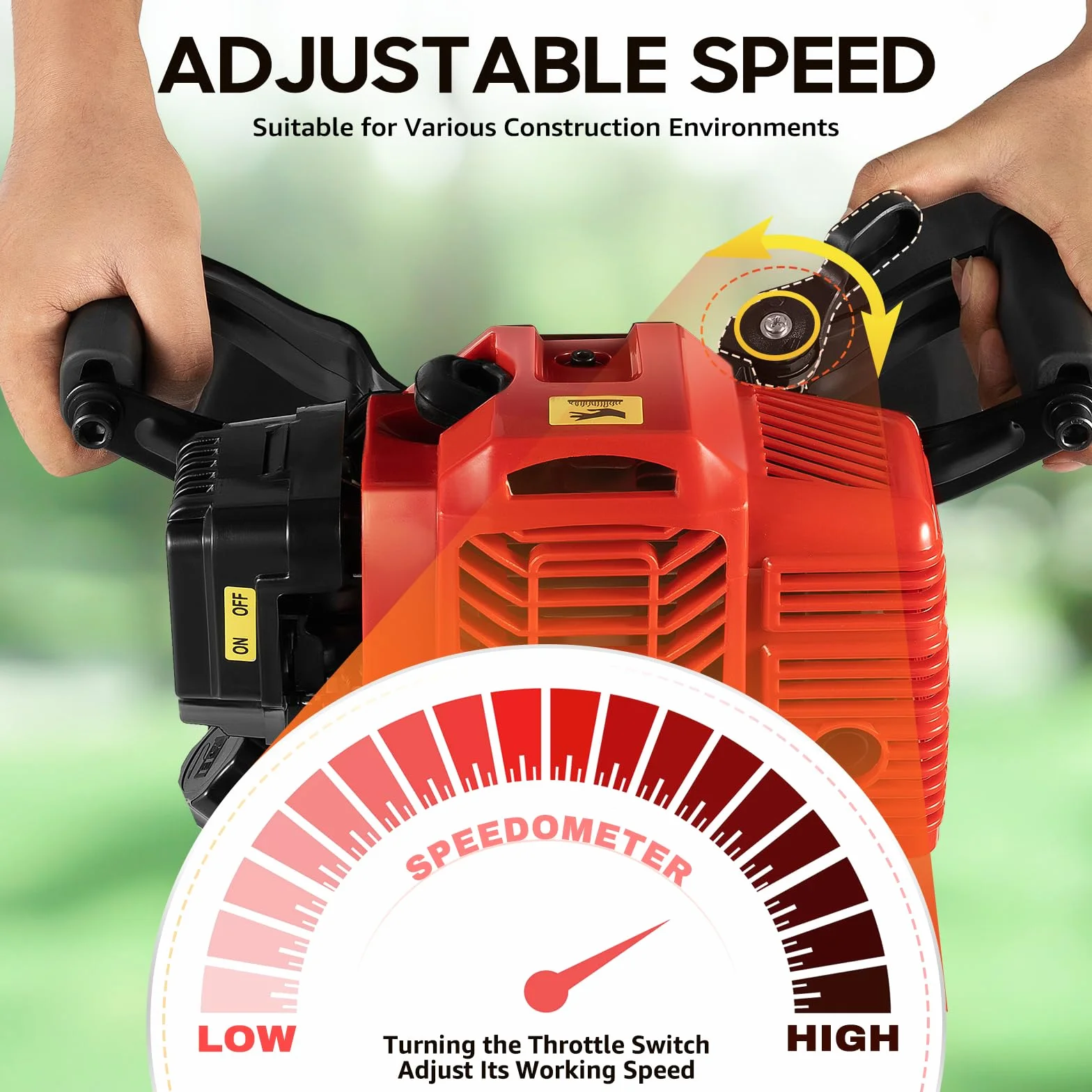 Martello demolitore 52CC 2 tempi benzina 55J 6500 rpm pala vanga da giardino