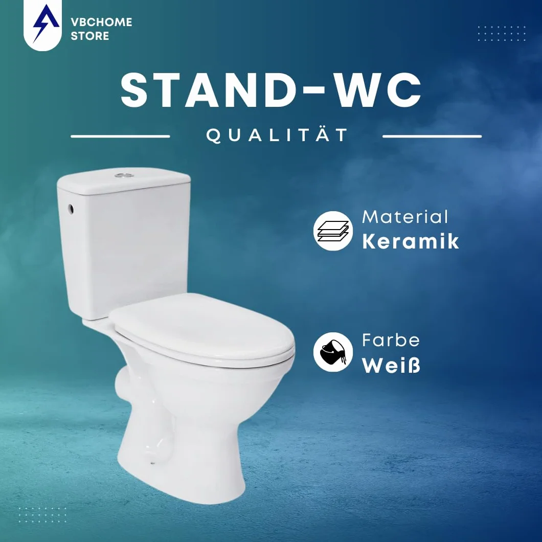 Merida ceramica WC set design con cassetta sedile polipropilene uscita acqua orizzontale