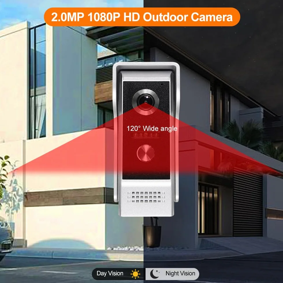 Sistema di Interfono Video per Casa WiFi 1080P HD con Telecamera Videocitofono da 7 Pollici, Schermo IPS, con 2 Monitor, Visione Notturna IR, Registrazione, Audio Bidirezionale, APP Tuya