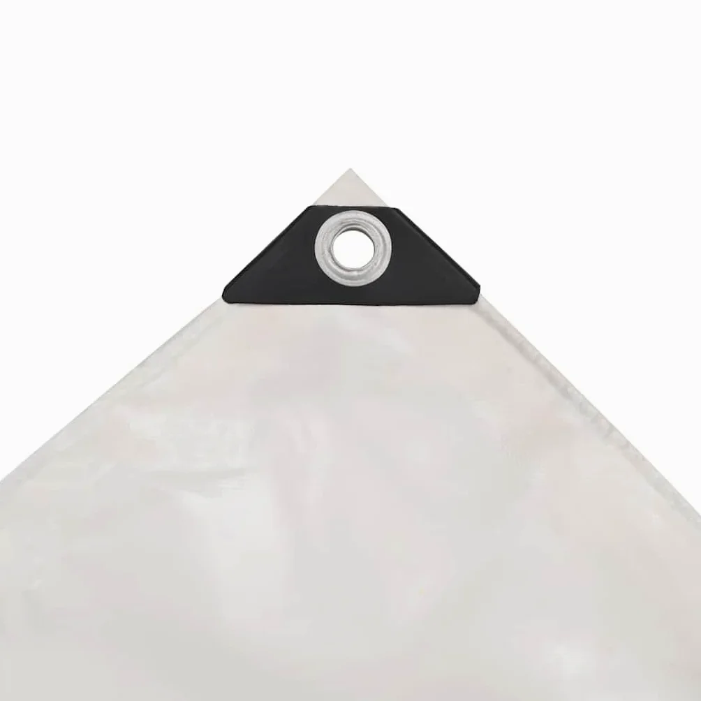 Telone 650 g/m² in tela con rivestimento in PVC, 5 x 6 m, bianco, resistente alle intemperie, agli strappi, ai raggi UV, con occhielli, per giardino, campeggio, auto, rimorchio, protezione e