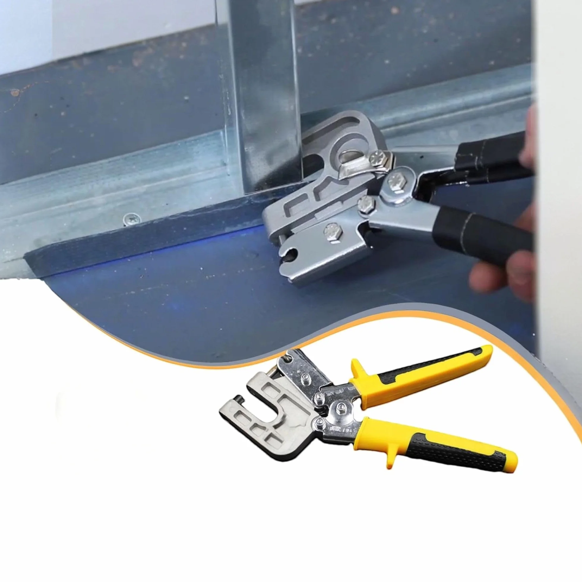 Pinza Crimpatrice per Cartongesso Professionale Unisce Profili C e U Senza Viti Acciaio Manico Ergonomico Antiscivolo