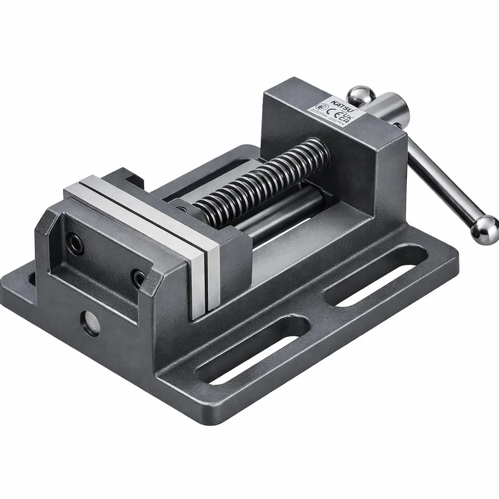 KATSU Morsa per Trapano a Colonna 4" (100mm) con Barra di Guida, Morsetto da Banco per Trapano a Colonna di Qualità Professionale per Officina e Fresatrici 4022704