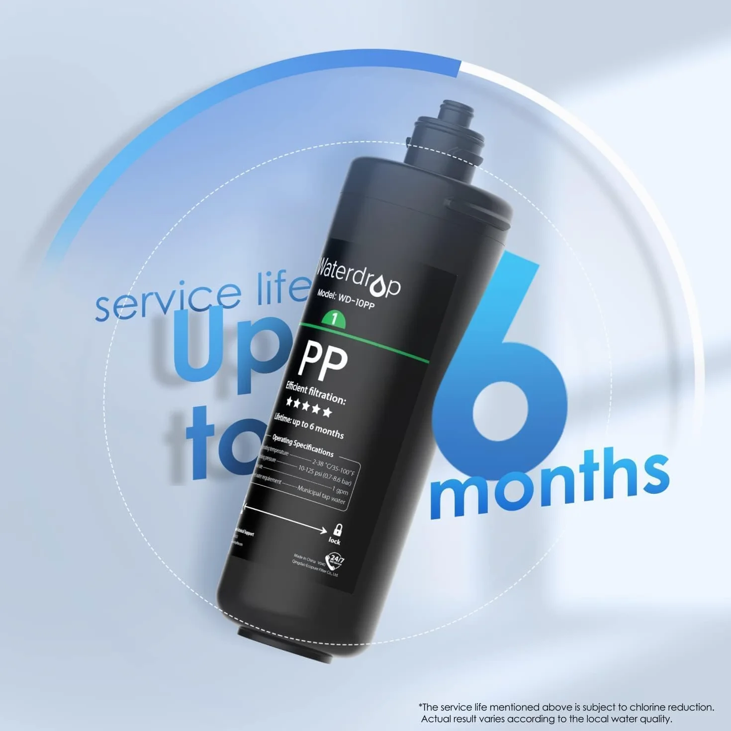 Waterdrop WD-10PP Filtro Acqua Sottolavello, Ricambio per Waterdrop TSA & TSB 3 Stadi Depuratore Acqua Domestico per Sotto Bancone