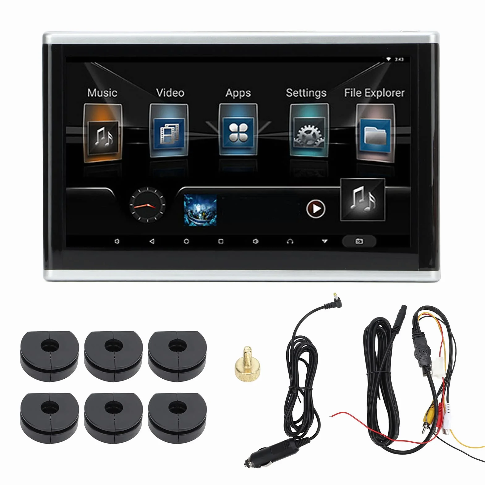 Fockety Lettore Video poggiatesta per Auto 10.1 Pollici, poggiatesta TV Touch Screen IPS Supporto 4K Trasmettitore FM Monitor per poggiatesta Monitor multimediale Digitale, MP3 MP4 WMA Avi