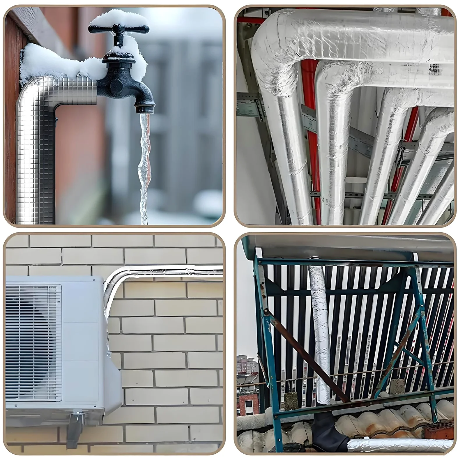 Tubo in Schiuma Isolante Esterni Condizionatore (ID) 159mm x (T) 30mm | Isolante Autoadesivo Copertura Antigelo, per Tubi dell'Acqua All'aperto in Schiuma Antigelo Ritardante di Fiamma