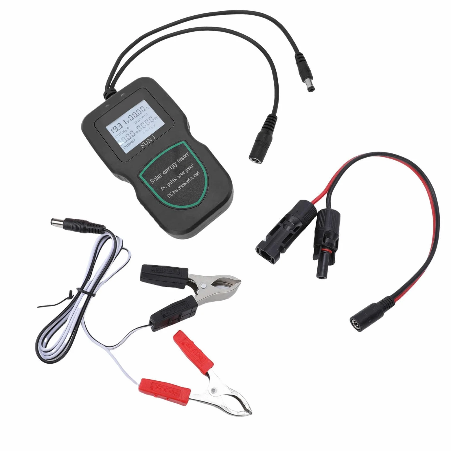 Tester per Pannelli Solari, Materiale ABS, Multimetro MPPT Ad Alta Precisione per Test di Pannelli Solari Fotovoltaici, Ampio Schermo LCD per Professionisti e Appassionati (BLACK)