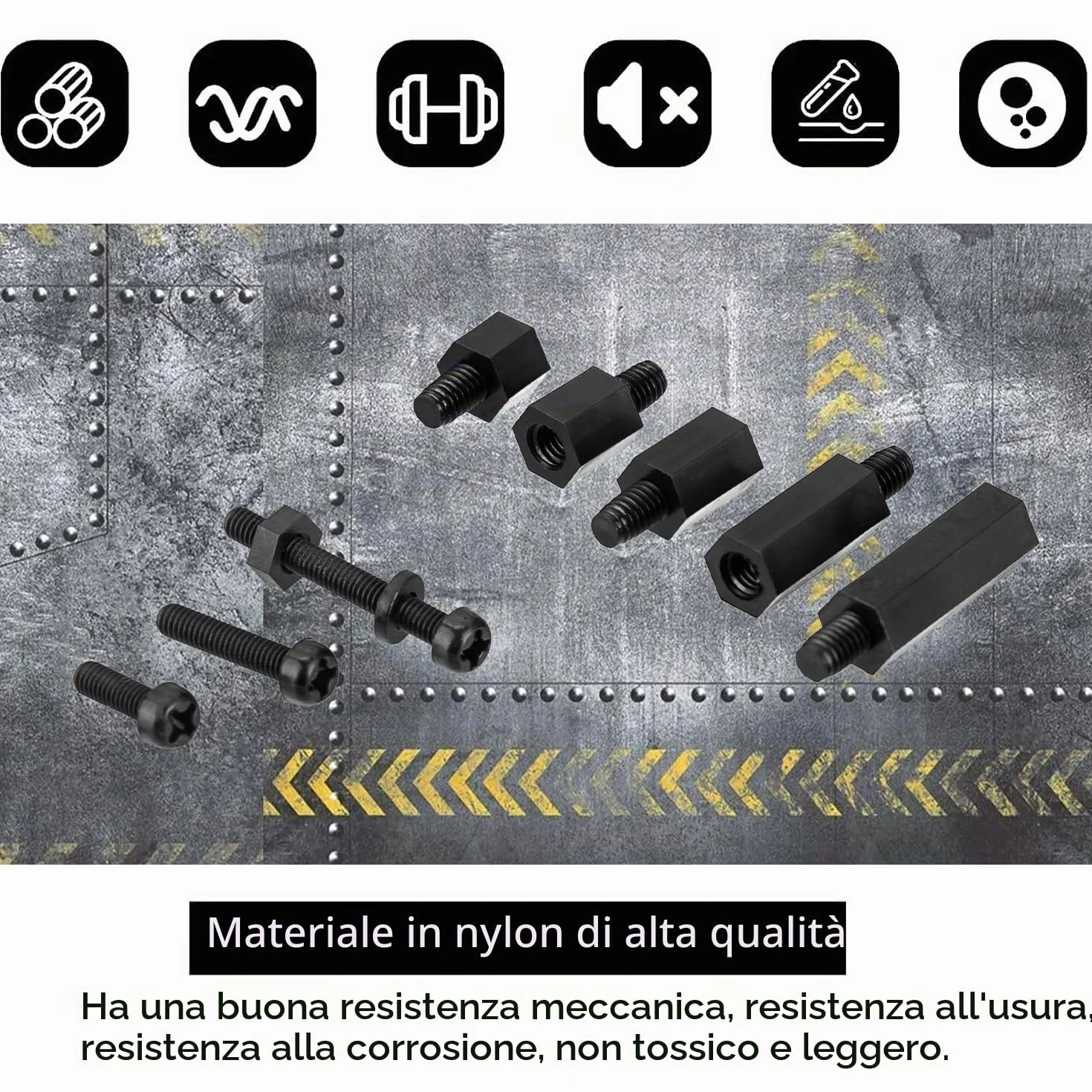 Distanziatori Esagonali in Nylon Nero M2.5 335 Pezzi, Kit Viti e Dadi per PCB